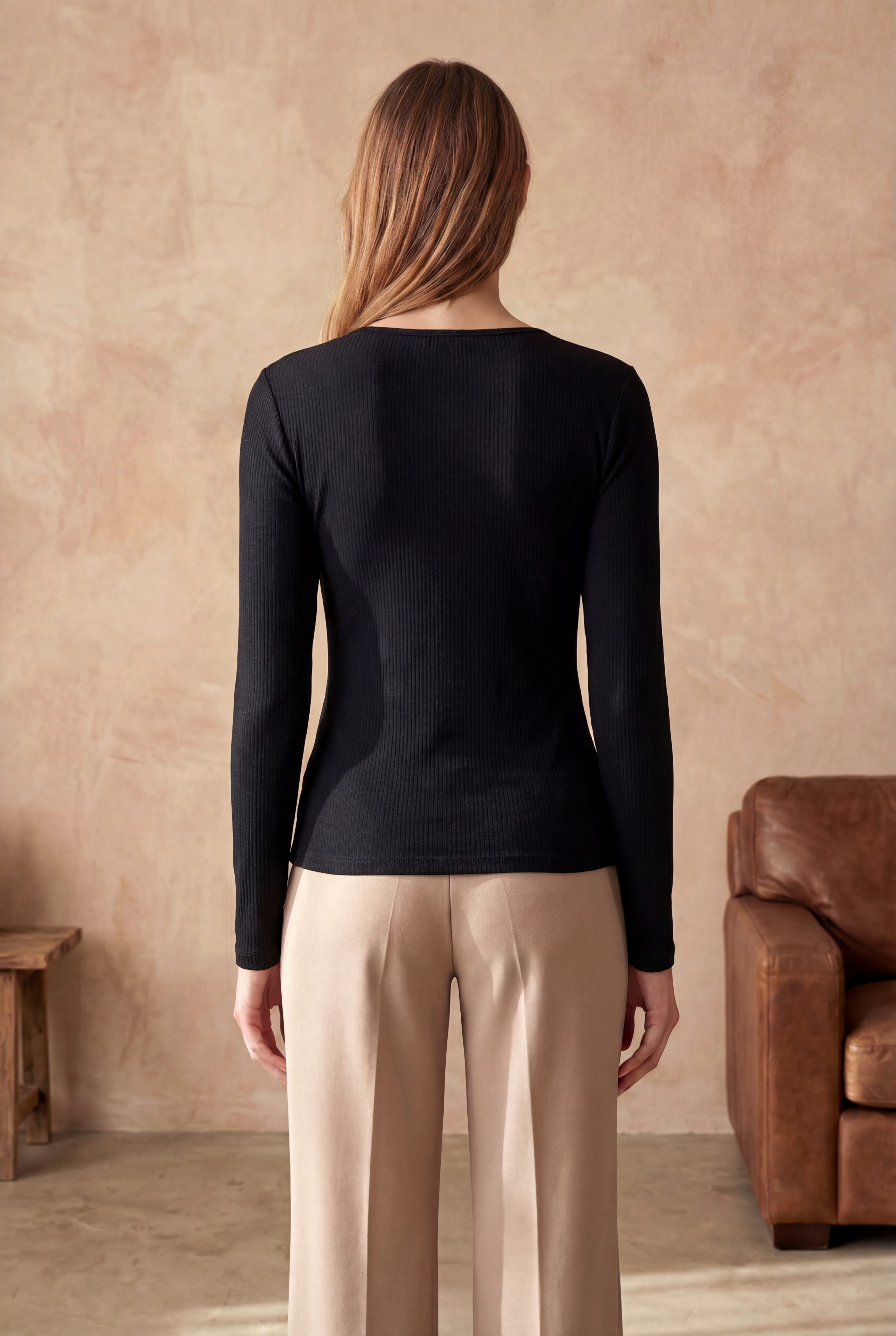 Siyah V Yaka Uzun Kollu Kadın Bluz OTTILIE TOP - Blouse - Westmark London EU(TR) Store Organik Pamuklu Sürdürülebilir Moda
