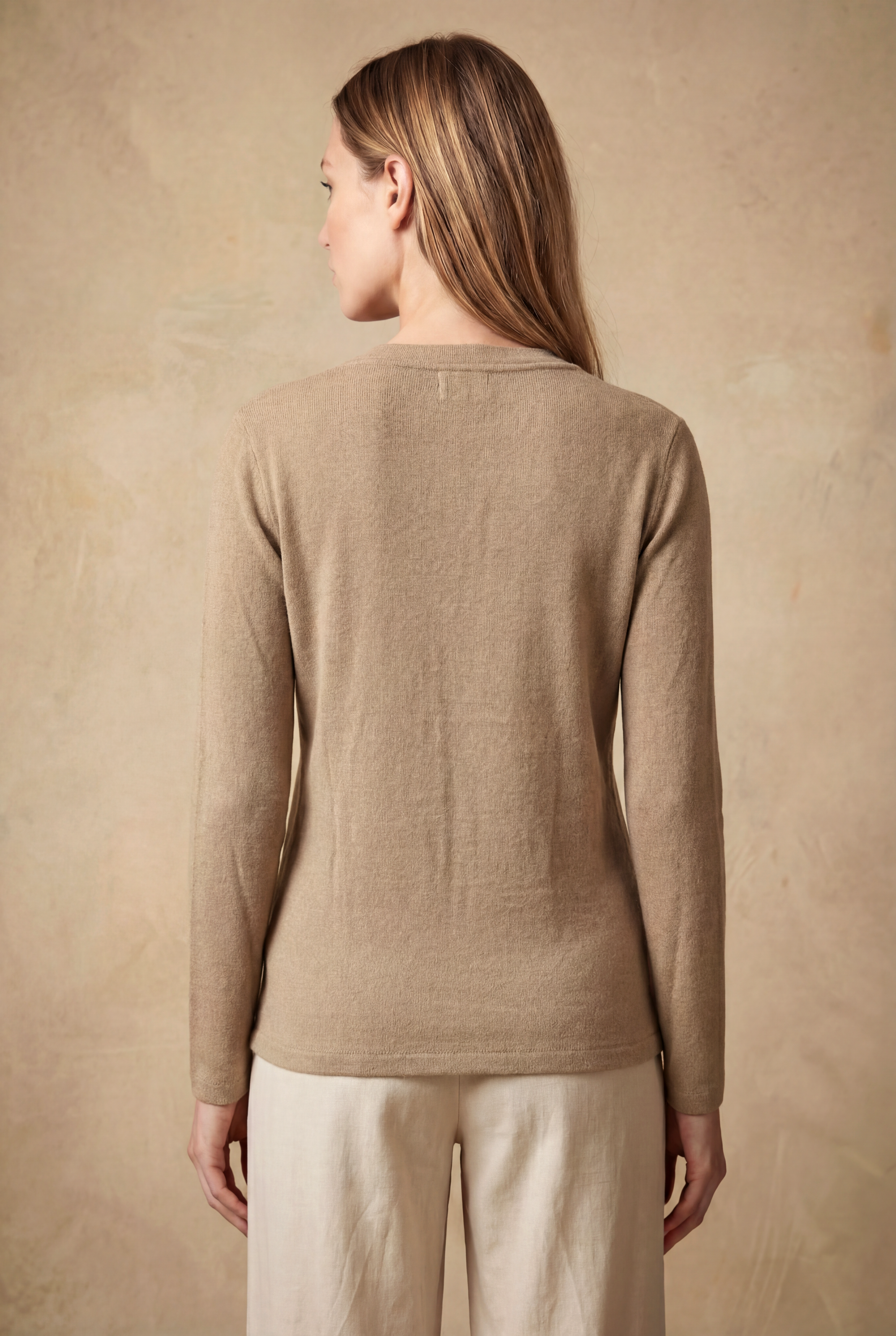 Bej V Yaka Uzun Kollu Kadın Bluz VIOLA TOP - Blouse - Westmark London EU(TR) Store Organik Pamuklu Sürdürülebilir Moda
