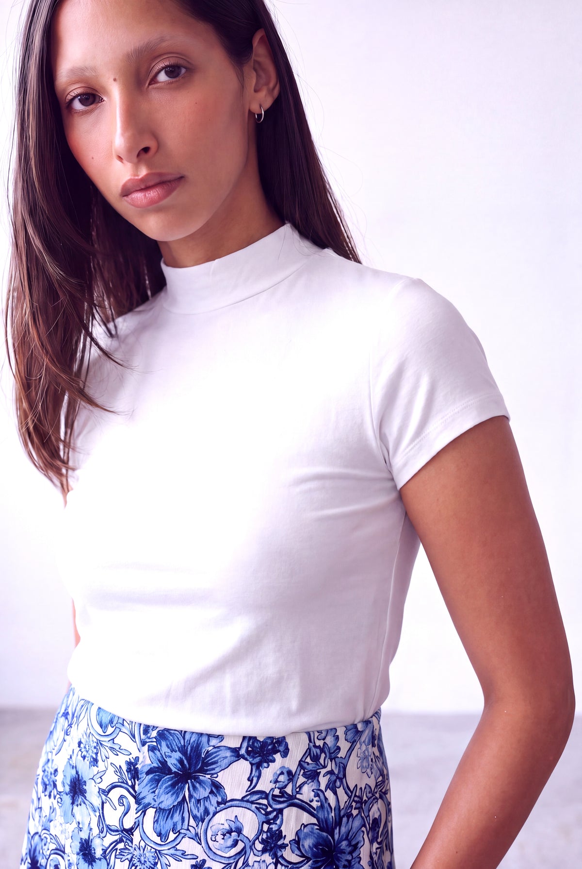 Beyaz Kadın Beyaz Viskon Yarım Balıkçı Yaka Kısa Kollu Duble Kol Detaylı Bluz DONNA - Top - Westmark London EU(TR) Store Organik Pamuklu Sürdürülebilir Moda