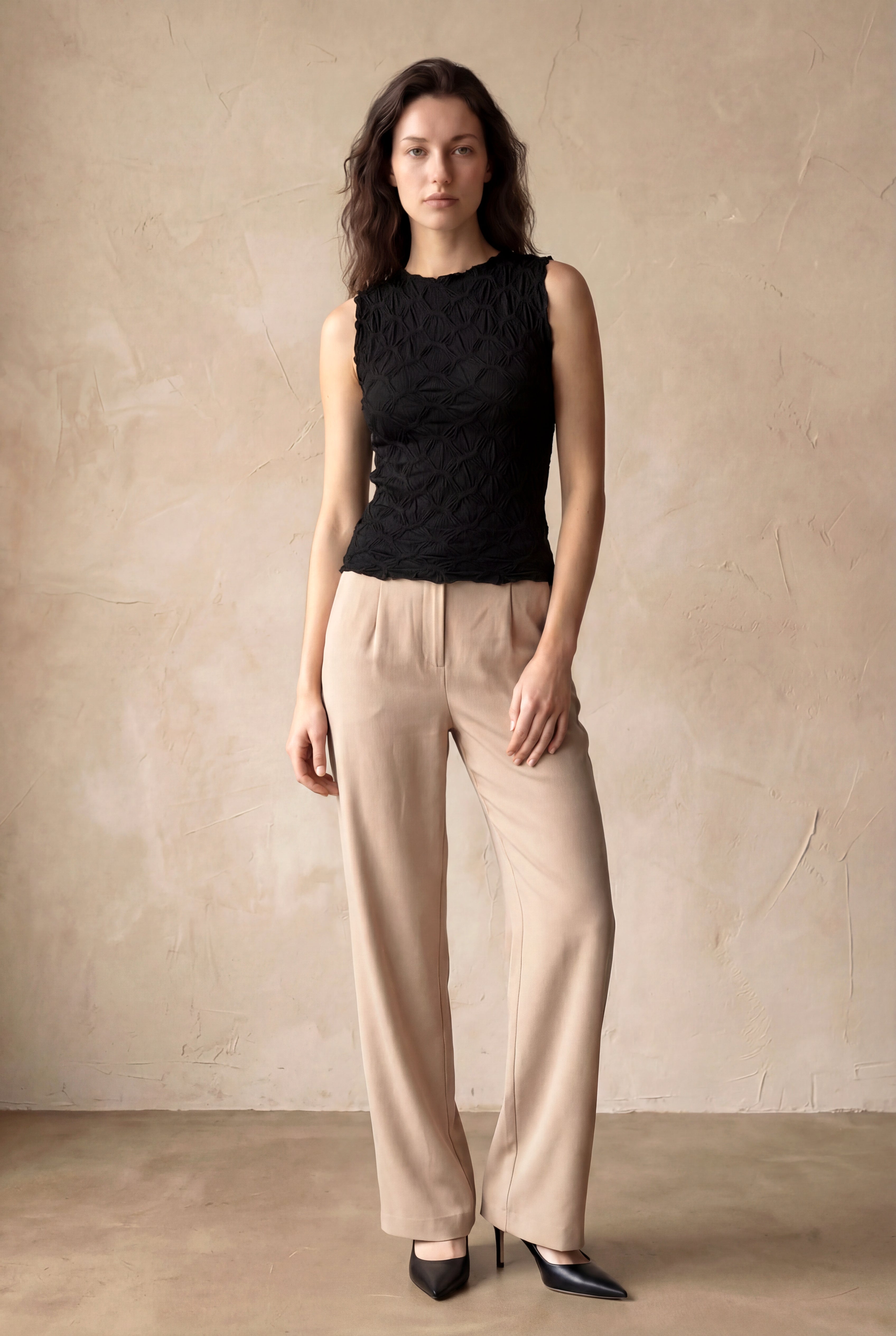 Kadın Slim Fit Bisiklet Yaka Polyester / Elastan Kolsuz Siyah Desenli Atlet ULIANA - Top - Westmark London EU(TR) Store Organik Pamuklu Sürdürülebilir Moda