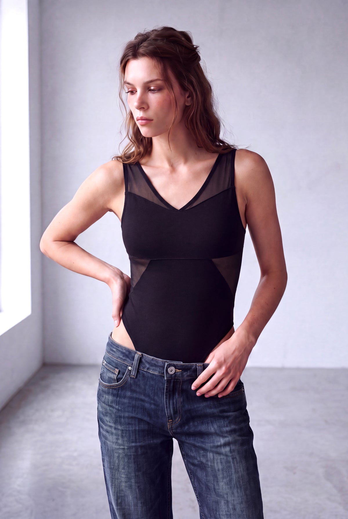 Siyah Kadın Siyah Pamuklu V Yaka Kolsuz File Detaylı Body DIANE - Bodysuit - Westmark London EU(TR) Store Organik Pamuklu Sürdürülebilir Moda