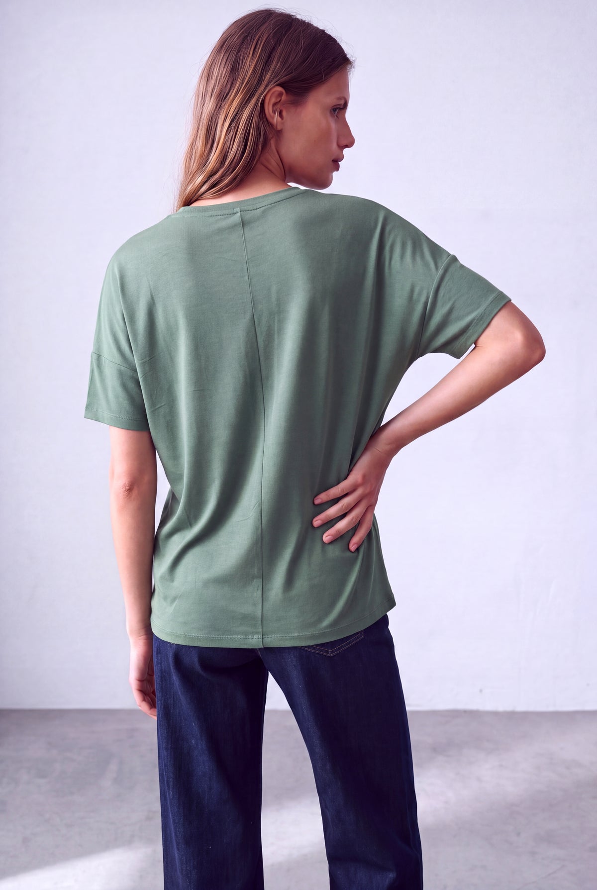 Yeşil Kadın Yeşil Viskon Bisiklet Yaka Düşük Omuz Kısa Kol Yandan Bağlamalı Büzgülü Bluz VERA - Top - Westmark London EU(TR) Store Organik Pamuklu Sürdürülebilir Moda