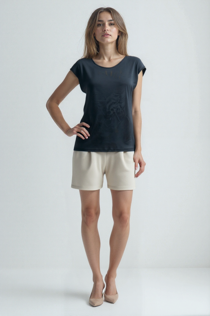 Koyu Gri Bisiklet Yaka Pamuklu Kadın Kısa Kollu T-Shirt BETTY O-NECK TOP - T-Shirt - Westmark London EU(TR) Store Organik Pamuklu Sürdürülebilir Moda