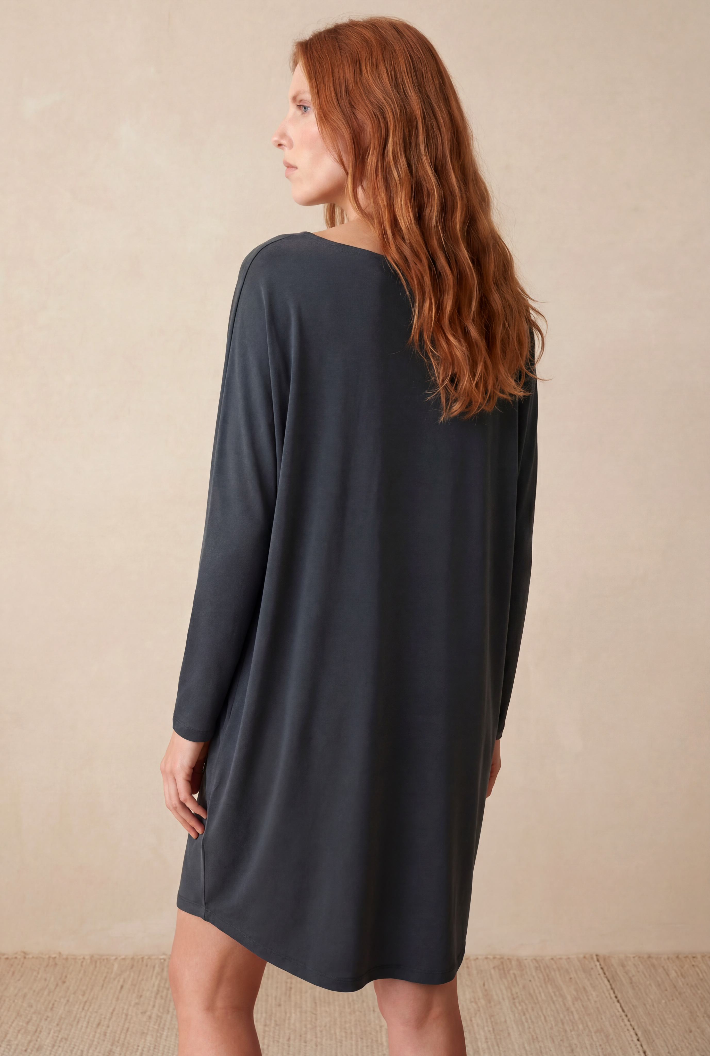Kadın Regular Fit Kayık Yaka Uzun Kol Lacivert Modal Mini Elbise VIOLETA - Dress - Westmark London EU(TR) Store Organik Pamuklu Sürdürülebilir Moda