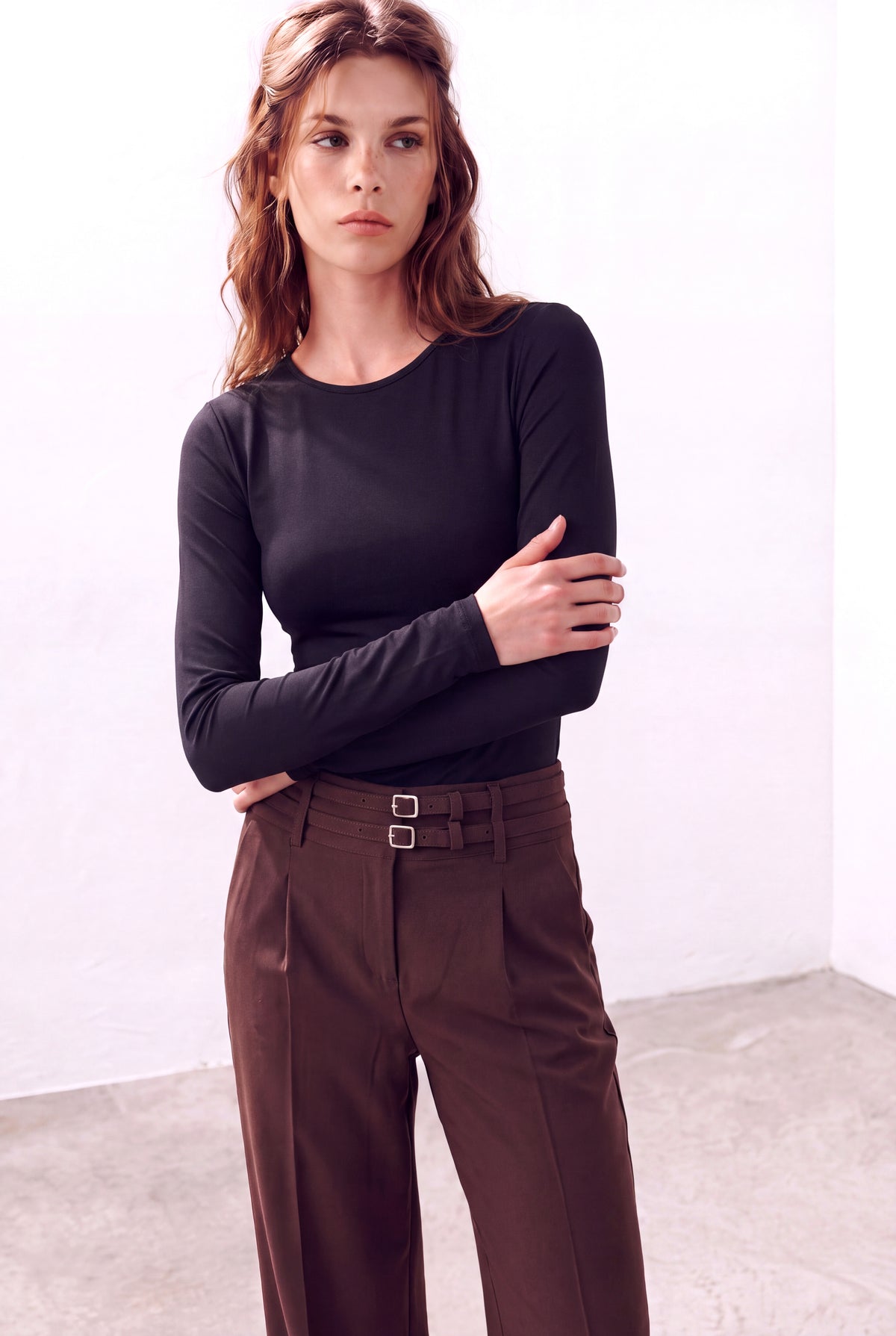 Siyah Kadın Siyah Esnek Dokulu Bisiklet Yaka Uzun Kollu spor için uygun Bluz EABHA - Top - Westmark London EU(TR) Store Organik Pamuklu Sürdürülebilir Moda