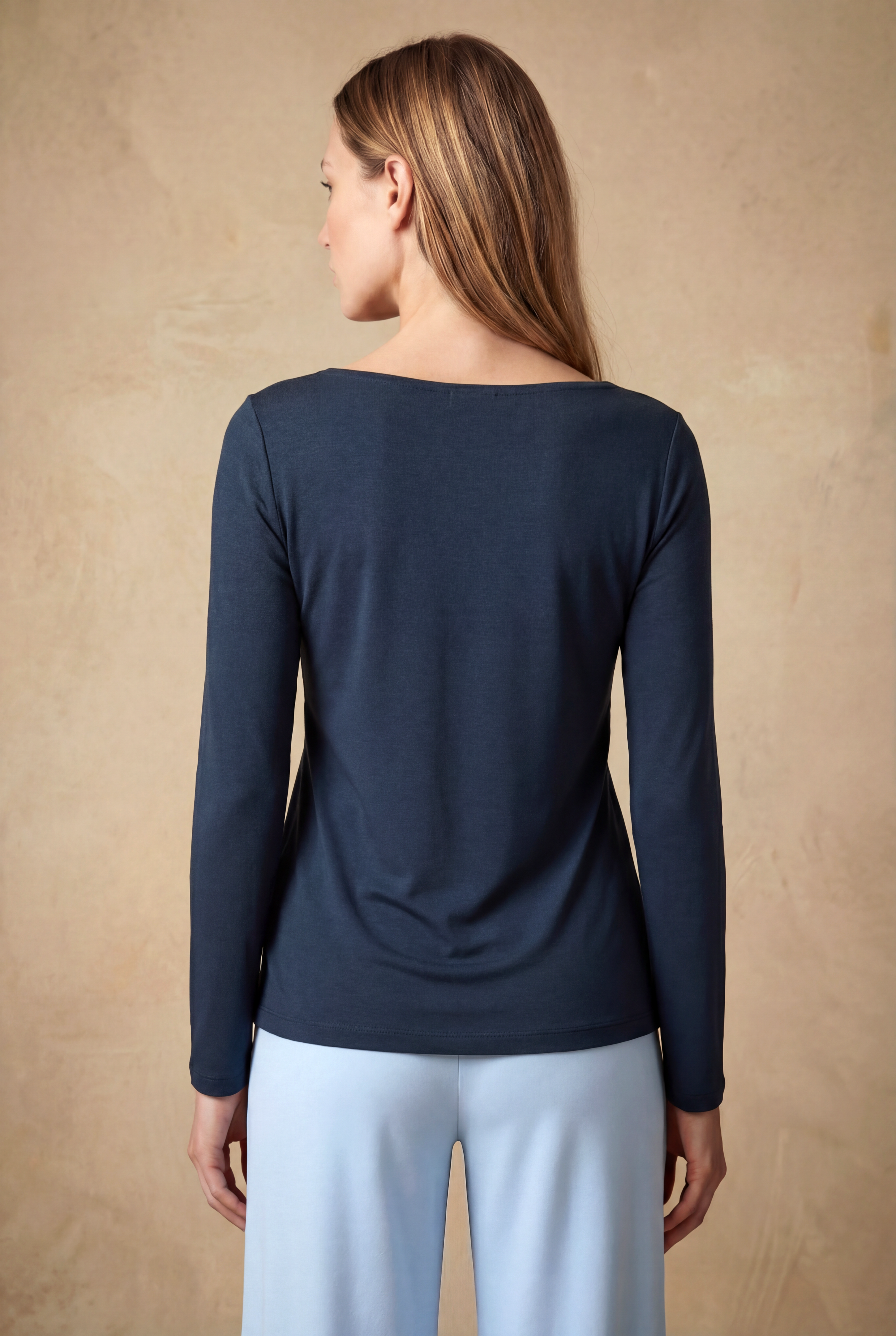 Lacivert Kayık Yaka Uzun Kollu Kadın T-Shirt HEATHER TOP - T-Shirt - Westmark London EU(TR) Store Organik Pamuklu Sürdürülebilir Moda