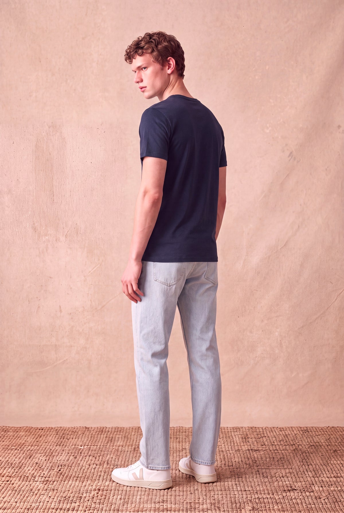 Erkek %100 Pamuk Gece Mavisi Kısa Kollu Bisiklet Yaka Basic T-Shirt OLAV