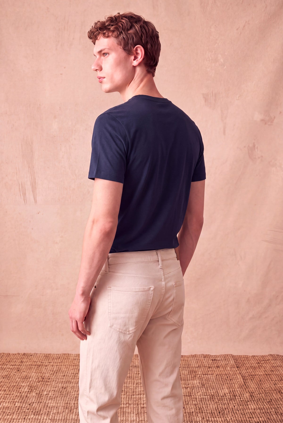 Erkek %100 Pamuk Koyu Lacivert Kısa Kollu Bisiklet Yaka Basic T-Shirt OLAV
