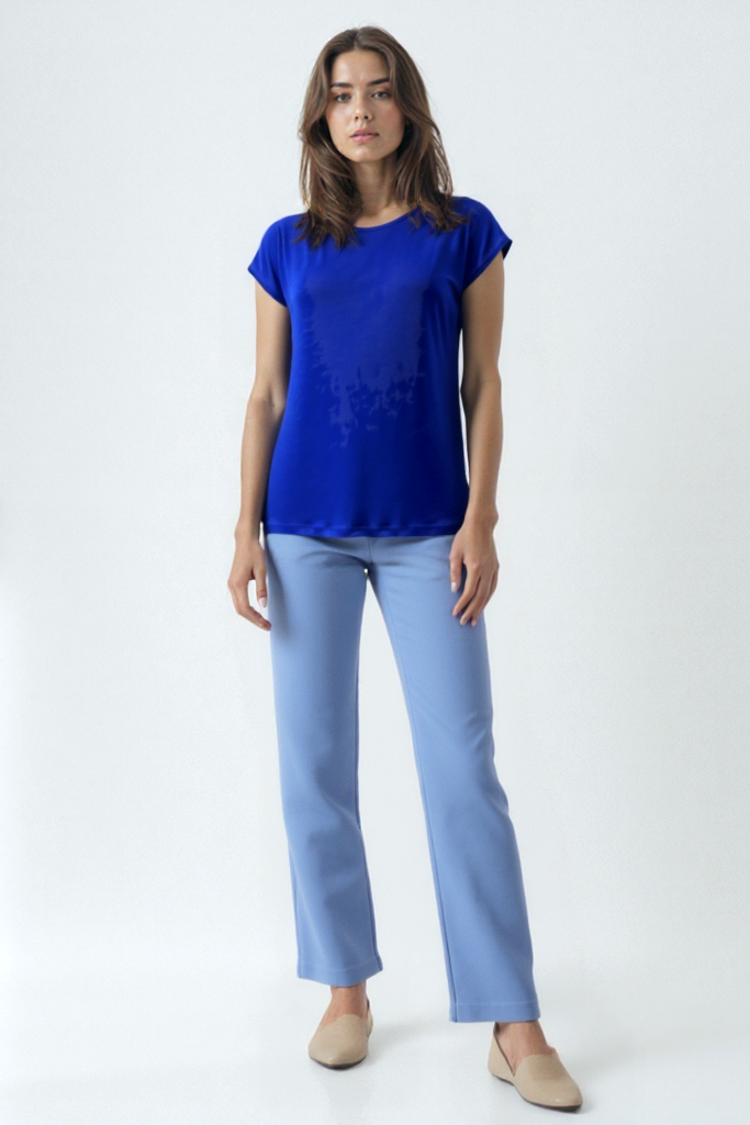 Prenses Mavi Bisiklet Yaka Pamuklu Kadın Kısa Kollu T-Shirt BETTY O-NECK TOP - T-Shirt - Westmark London EU(TR) Store Organik Pamuklu Sürdürülebilir Moda