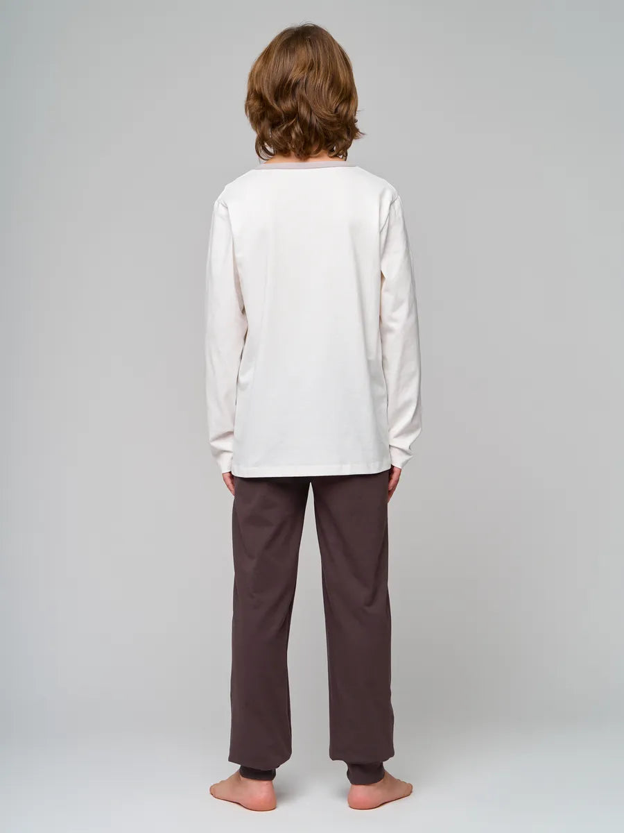 Ekru / Gri Baskılı Pamuk Erkek Çocuk Pijama Takımı LCDANIEL - Set - Westmark London EU(TR) Store Organik Pamuklu Sürdürülebilir Moda