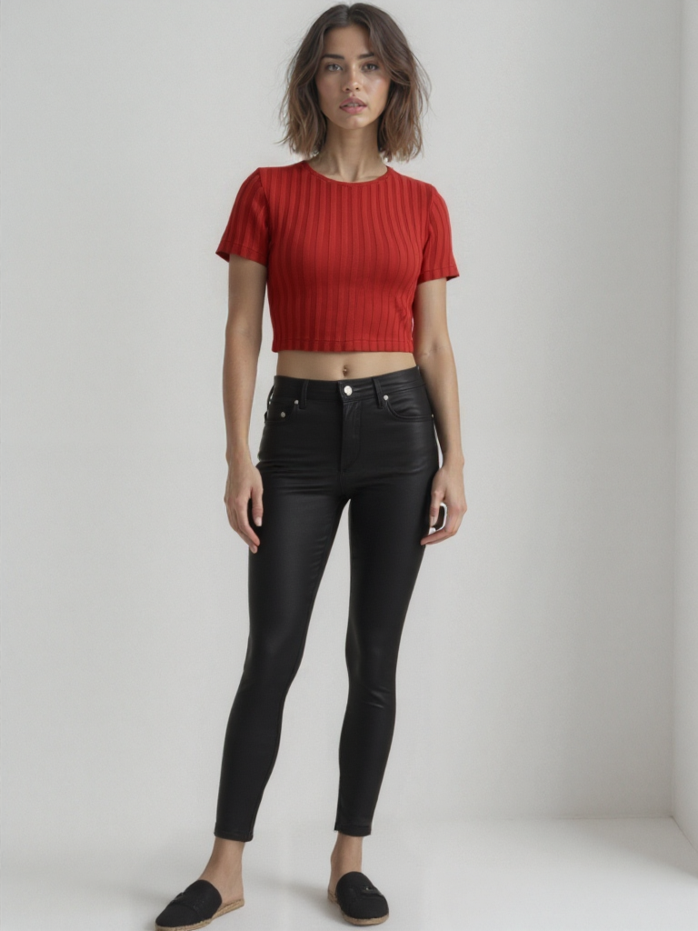 Kırmızı Bisiklet Yaka Kısa Kollu Kadın Crop T-Shirt SANDY S/S TOP - T-Shirt - Westmark London EU(TR) Store Organik Pamuklu Sürdürülebilir Moda