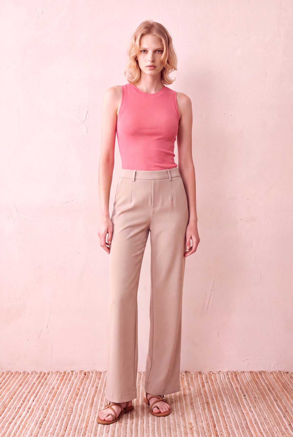 Kadın Pamuklu Pembe Kolsuz Bisiklet Yaka Fitilli Ribana Atlet SANNE - Top - Westmark London EU(TR) Store Organik Pamuklu Sürdürülebilir Moda