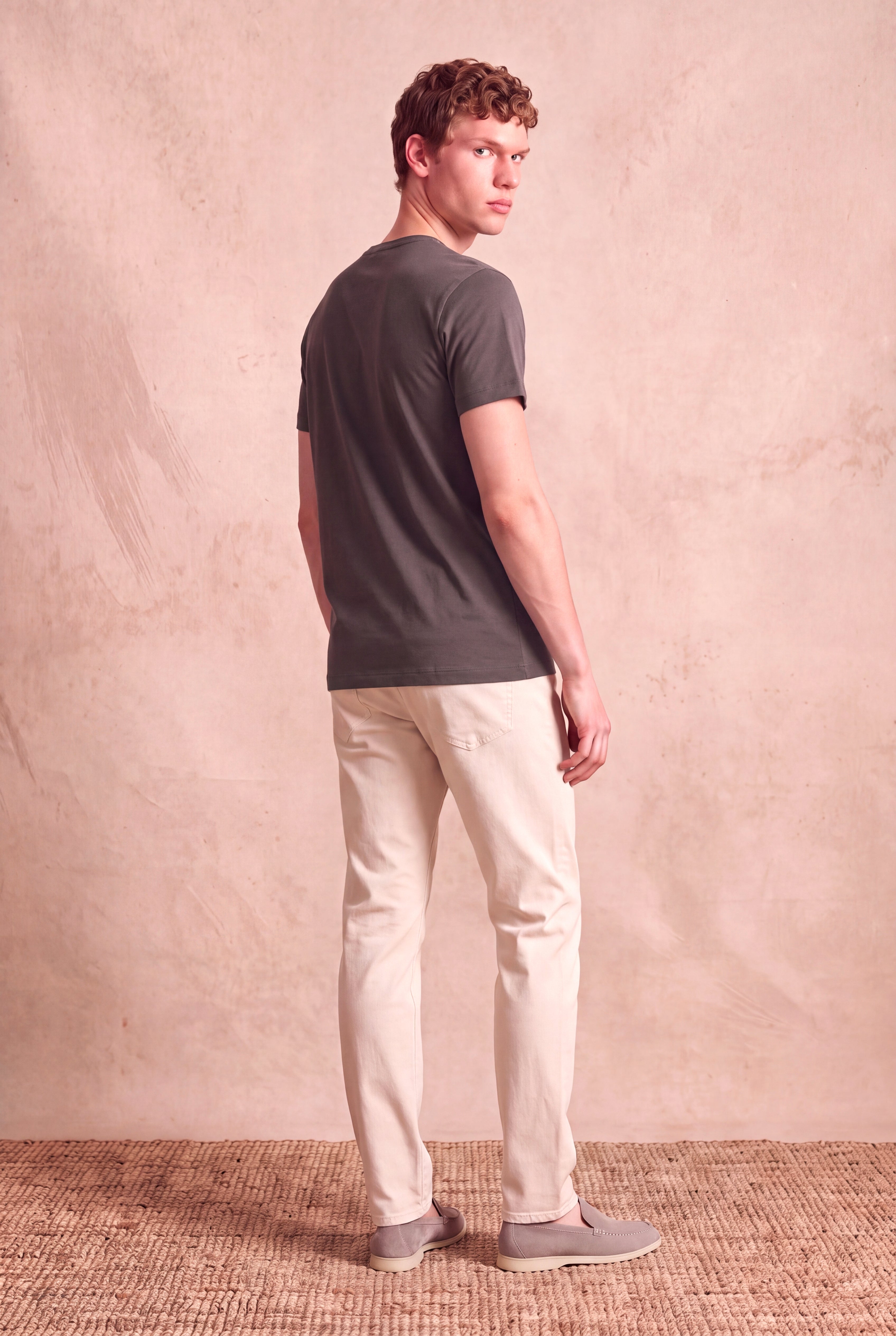 Erkek %100 Pamuk Kahverengi Kısa Kollu Bisiklet Yaka Basic T-Shirt OLAV