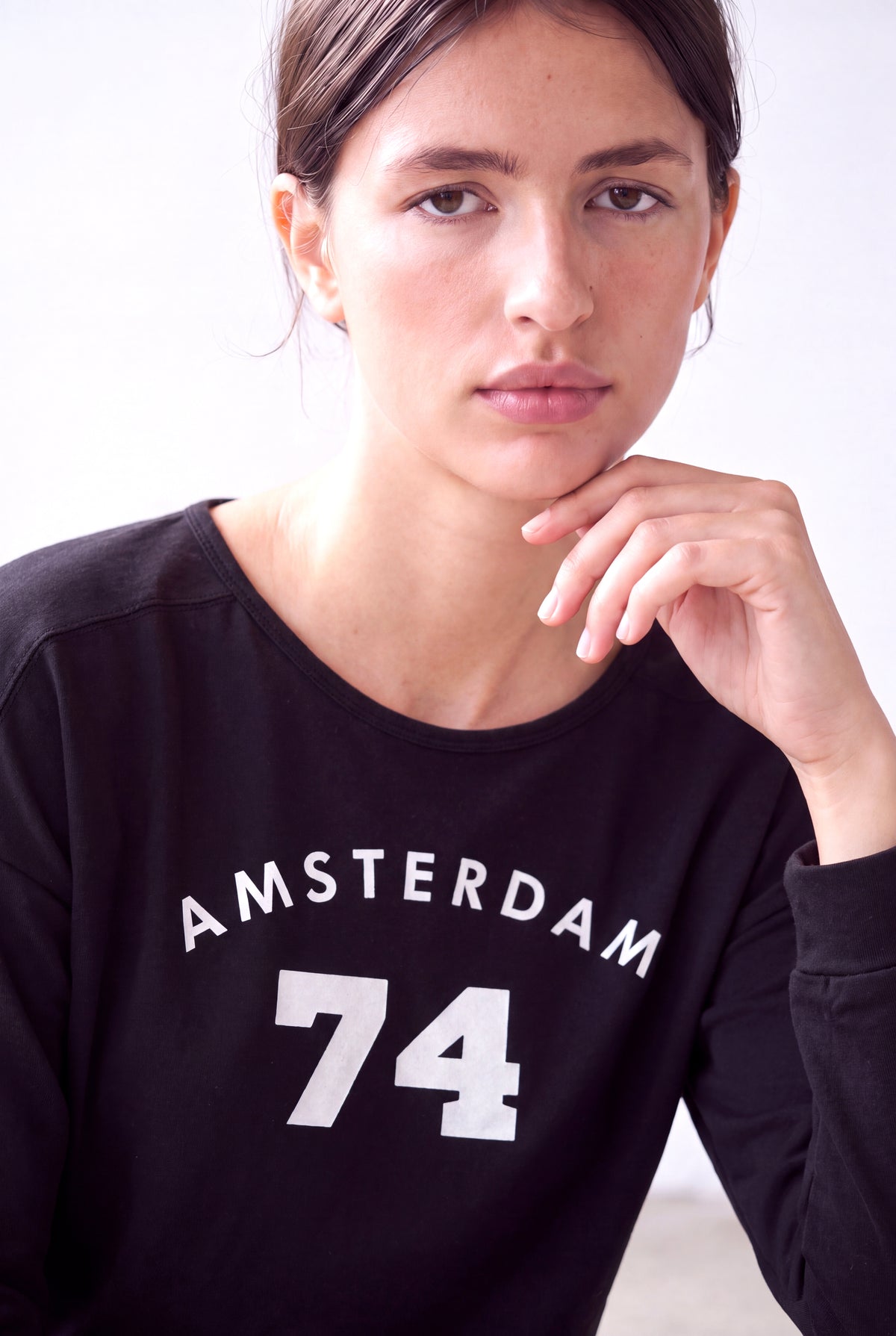 Kadın Black/White Viskon Karışımlı Bisiklet Yaka Uzun Kollu Baskılı Sweatshirt NATALIE - Top - Westmark London EU(TR) Store Organik Pamuklu Sürdürülebilir Moda