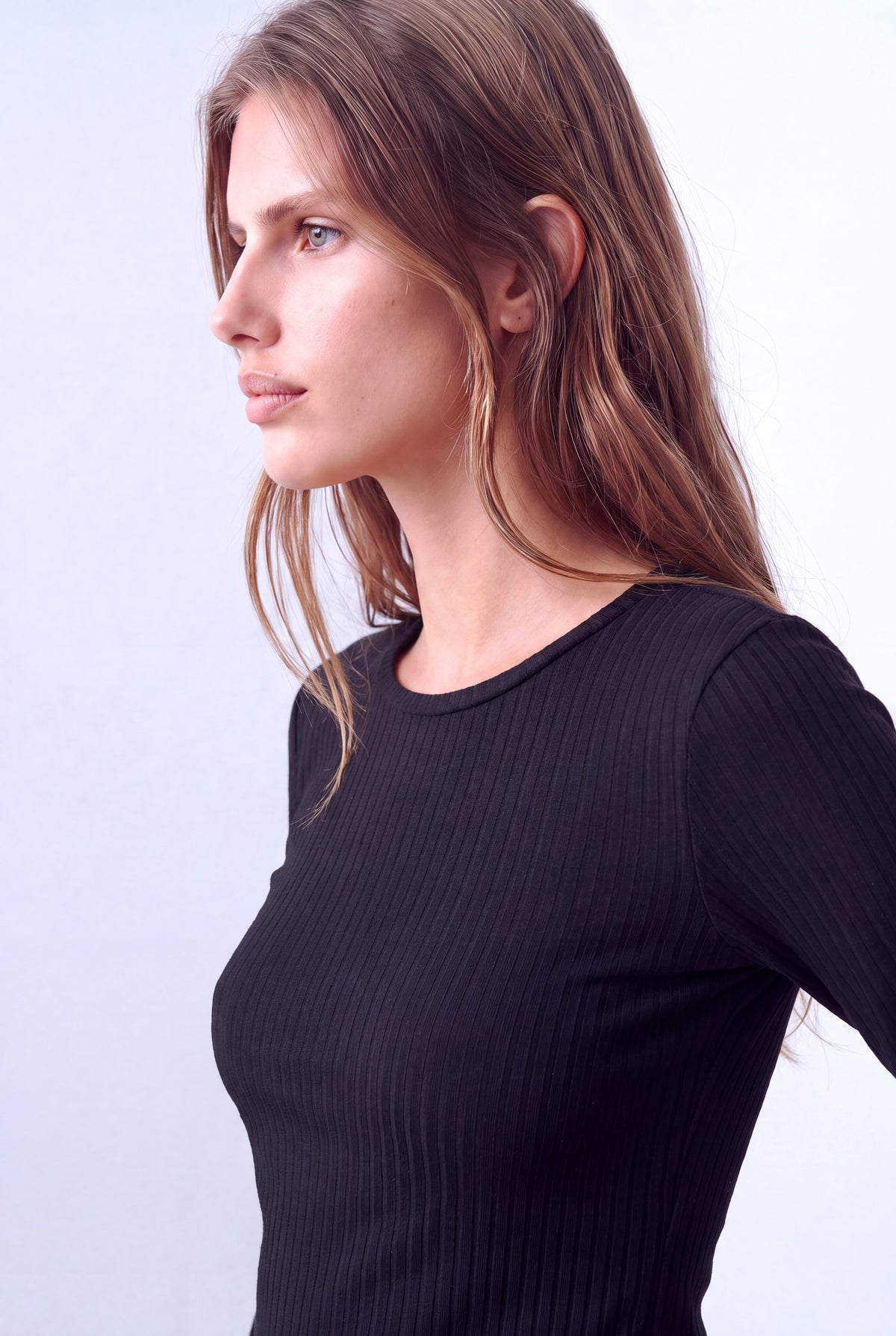 Siyah Kadın Siyah Kaşkorse Bisiklet Yaka Uzun Kollu İnce Fitilli Bluz CHANTAL - Top - Westmark London EU(TR) Store Organik Pamuklu Sürdürülebilir Moda