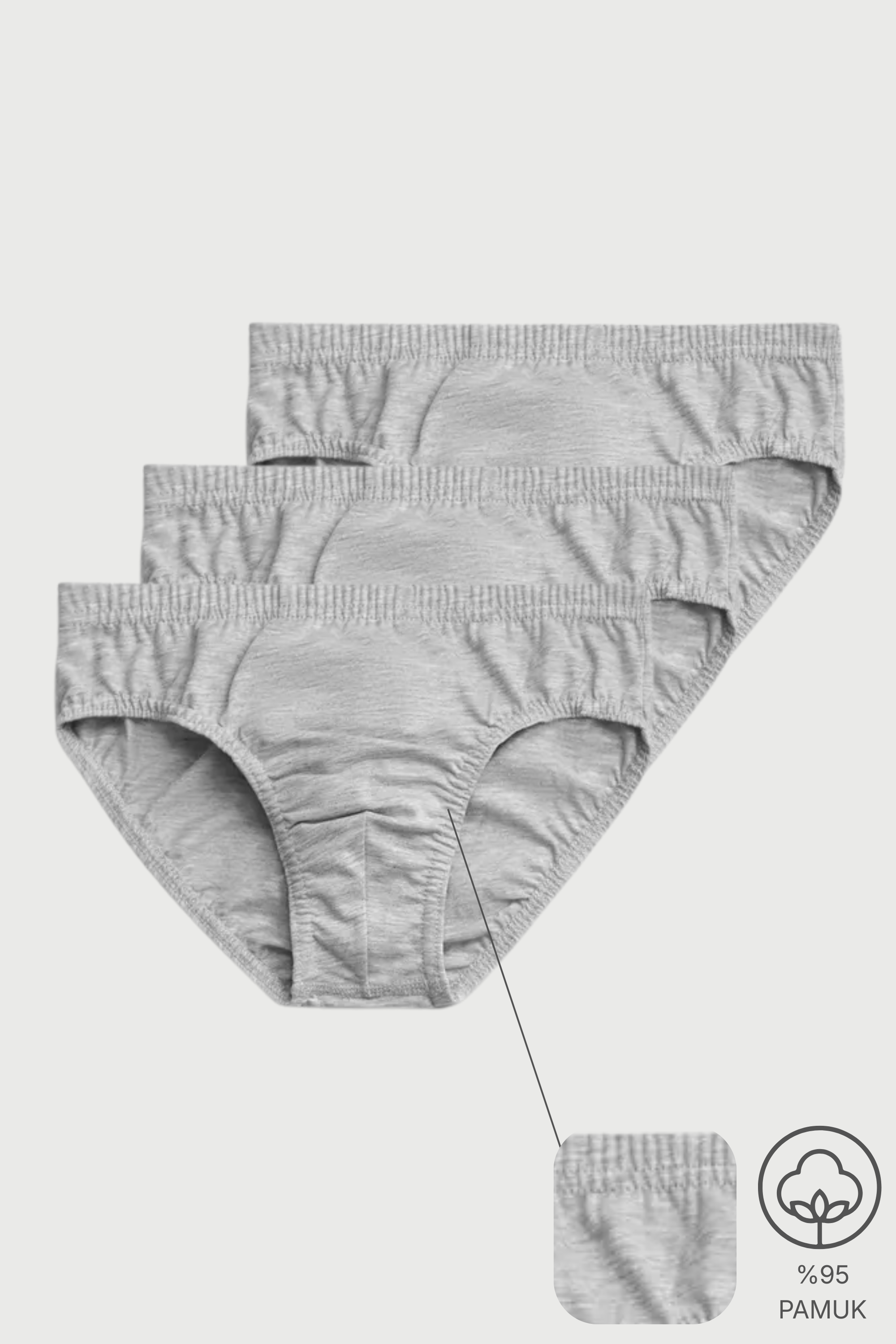 3'lü Gri Pamuk / Elastan Erkek Slip Külot Set LCDENIS - Underwear - Westmark London EU(TR) Store Organik Pamuklu Sürdürülebilir Moda