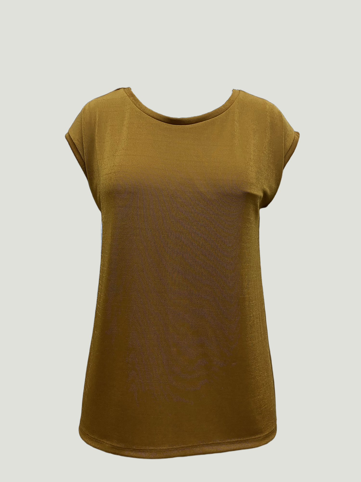 Sütlü Kahve Bisiklet Yaka Pamuklu Kadın Kısa Kollu T-Shirt BETTY O-NECK TOP
