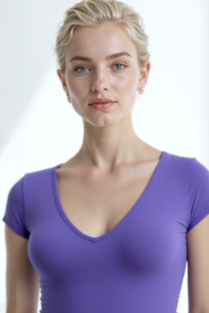 Lila V Yaka Kısa Kollu Kadın T-Shirt VALLI V-NECK S/S TOP