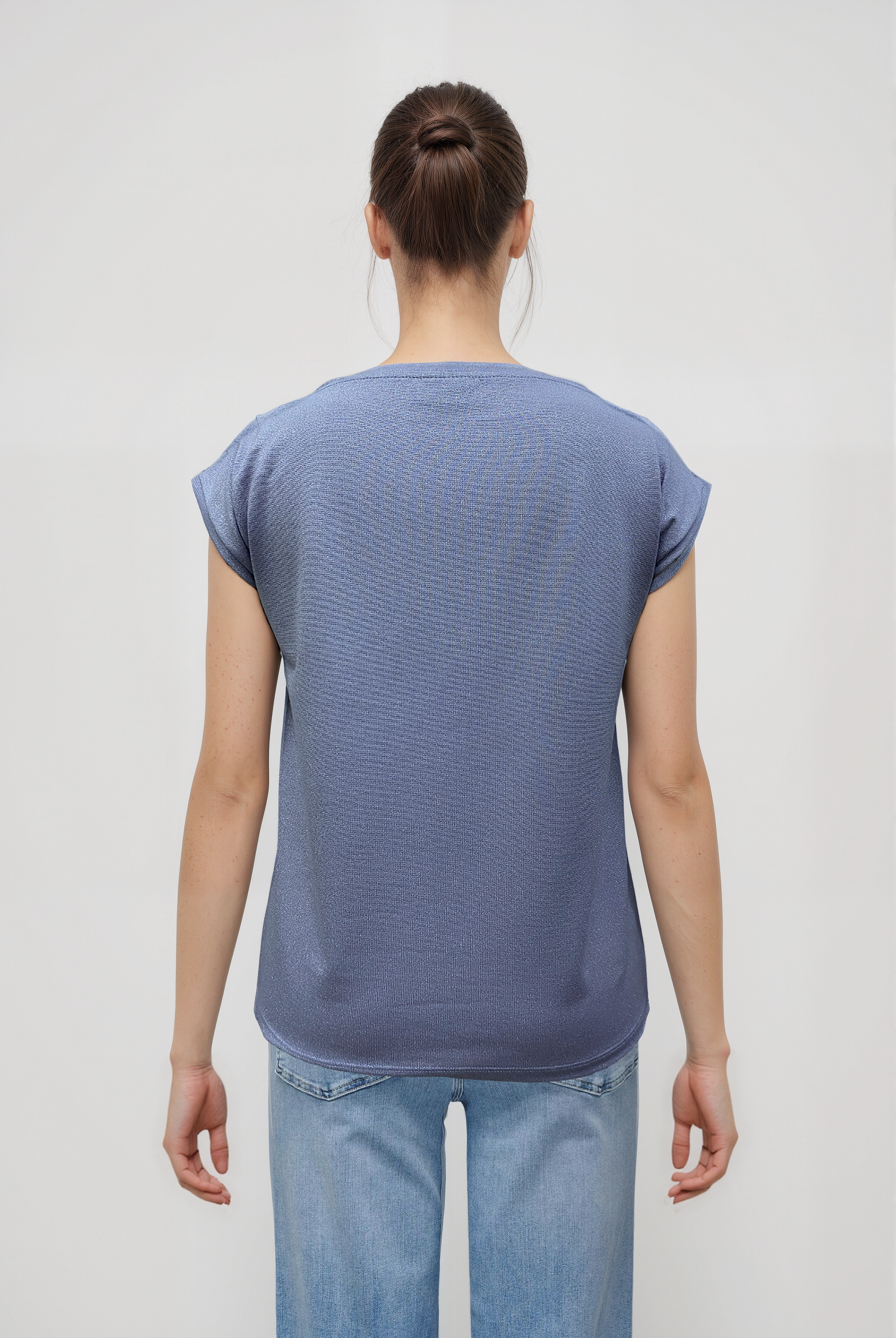 Lila Bisiklet Yaka Simli Kısa Kollu Kadın T-Shirt SKY GLITTER S/S TOP - T-Shirt - Westmark London EU(TR) Store Organik Pamuklu Sürdürülebilir Moda
