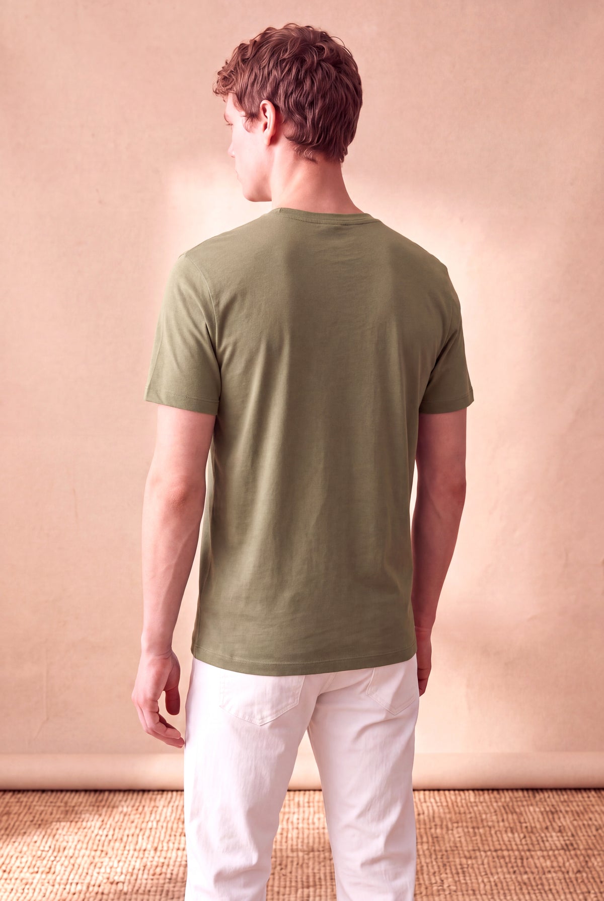 Erkek %100 Pamuk Deniz Yeşili Kısa Kollu Bisiklet Yaka Basic T-Shirt OLAV