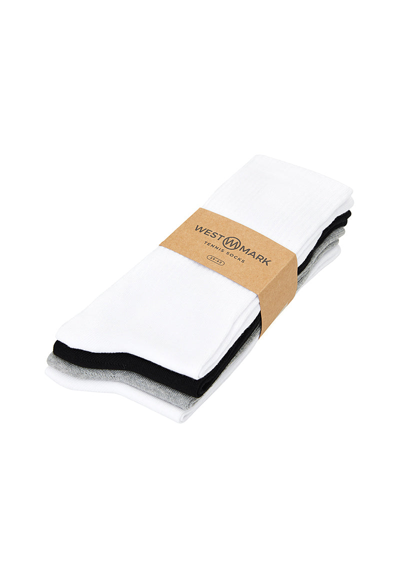 5'li Siyah Beyaz Gri Pamuk Karışımlı Uzun Boy Kadın Çorap Seti TENNIS - Socks - Westmark London EU(TR) Store Organik Pamuklu Sürdürülebilir Moda