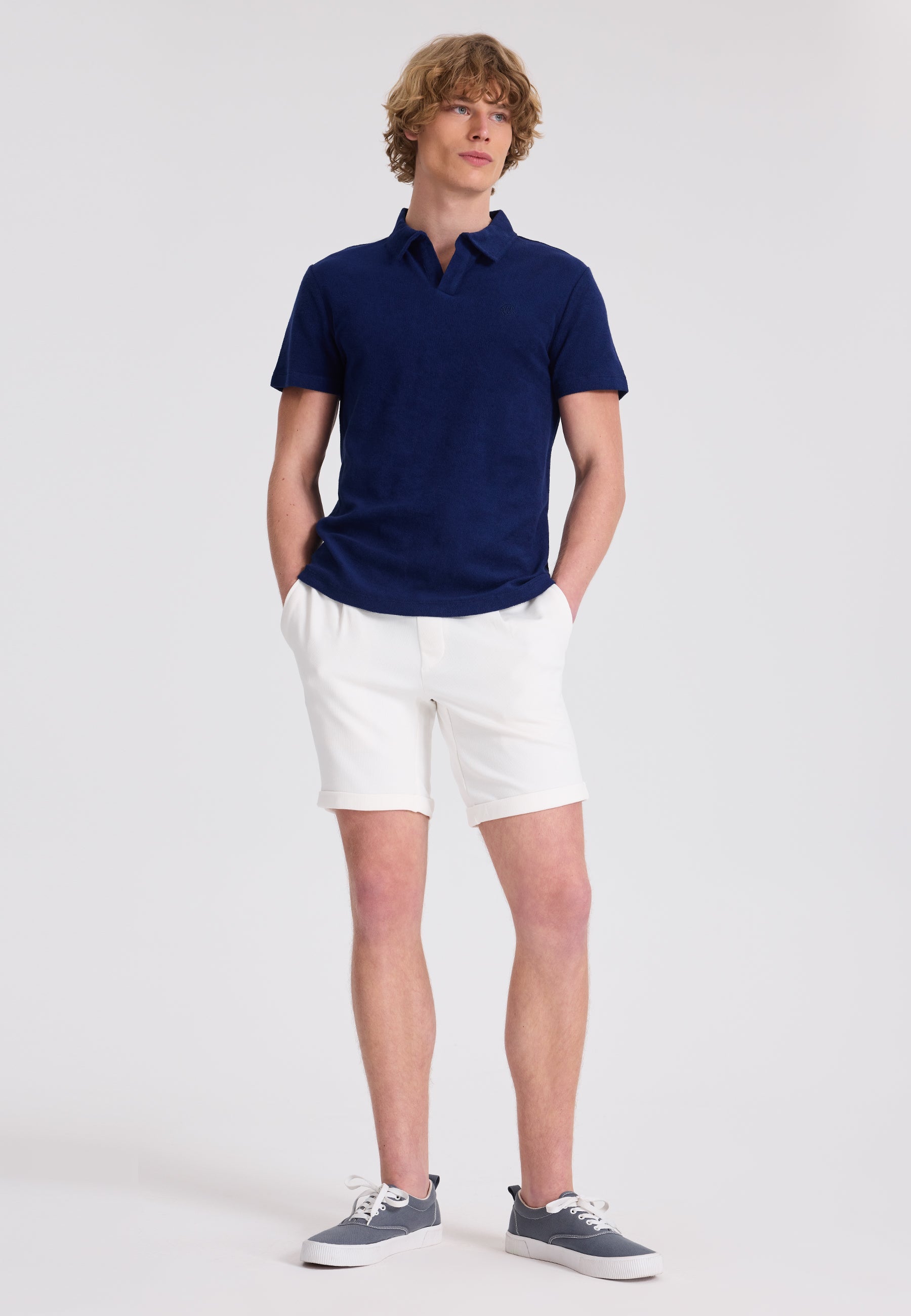Lacivert Polo Yaka Pamuklu Havlu Kumaş Regular Fit Erkek T-Shirt BREEZE TOWELLING - T-Shirt - Westmark London EU(TR) Store Organik Pamuklu Sürdürülebilir Moda