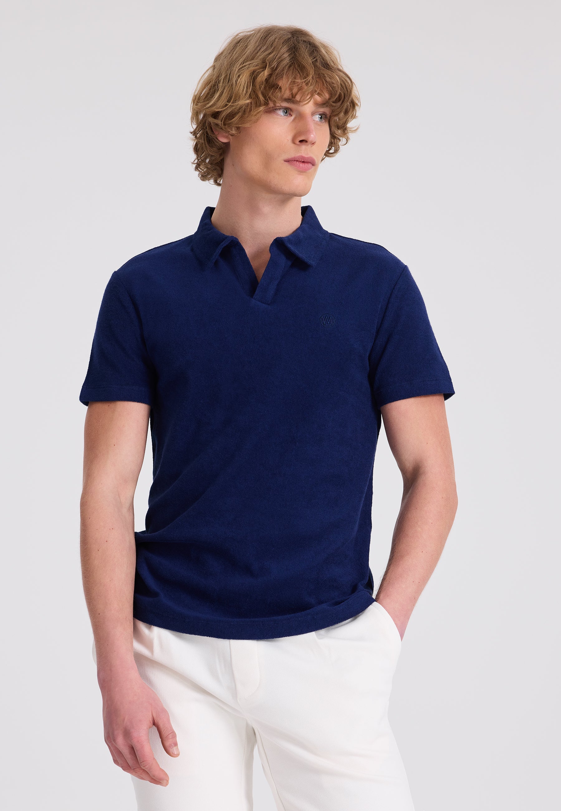 Lacivert Polo Yaka Pamuklu Havlu Kumaş Regular Fit Erkek T-Shirt BREEZE TOWELLING - T-Shirt - Westmark London EU(TR) Store Organik Pamuklu Sürdürülebilir Moda
