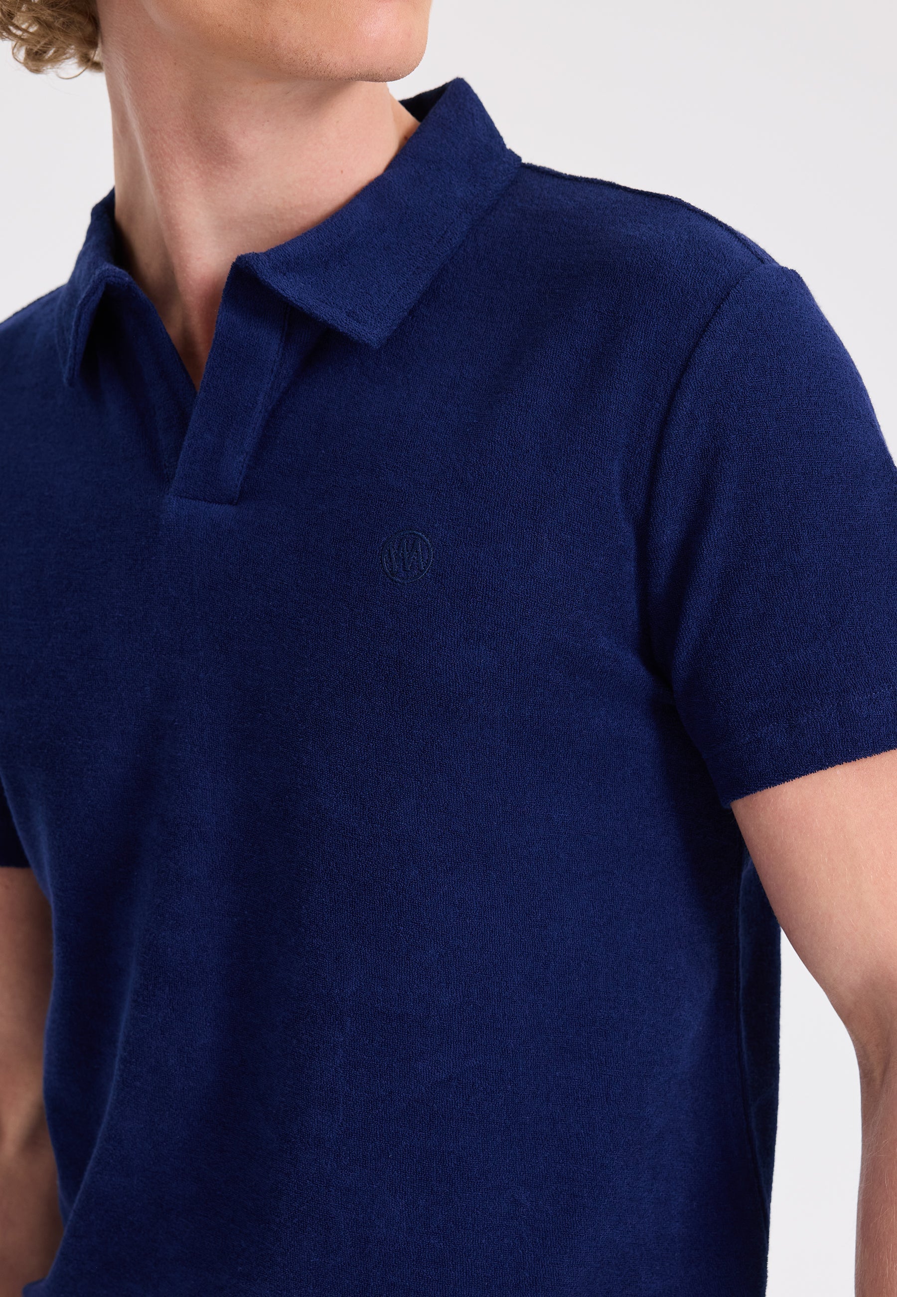 Lacivert Polo Yaka Pamuklu Havlu Kumaş Regular Fit Erkek T-Shirt BREEZE TOWELLING - T-Shirt - Westmark London EU(TR) Store Organik Pamuklu Sürdürülebilir Moda