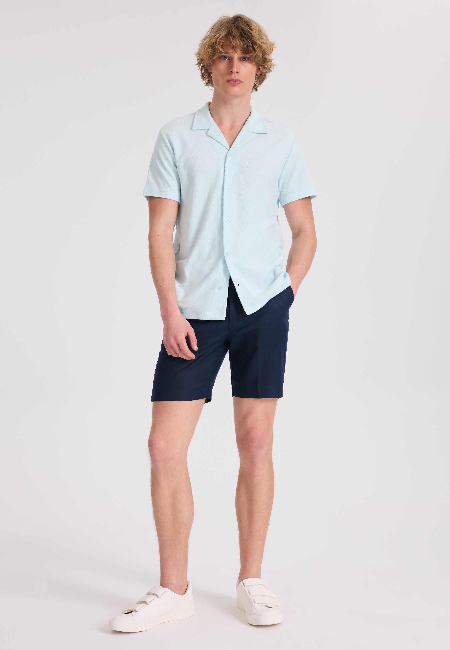 Açık Mavi Pamuklu Havlu Kumaş Regular Fit Kısa Kollu Erkek Gömlek BREEZE TOWELLING - Shirt - Westmark London EU(TR) Store Organik Pamuklu Sürdürülebilir Moda