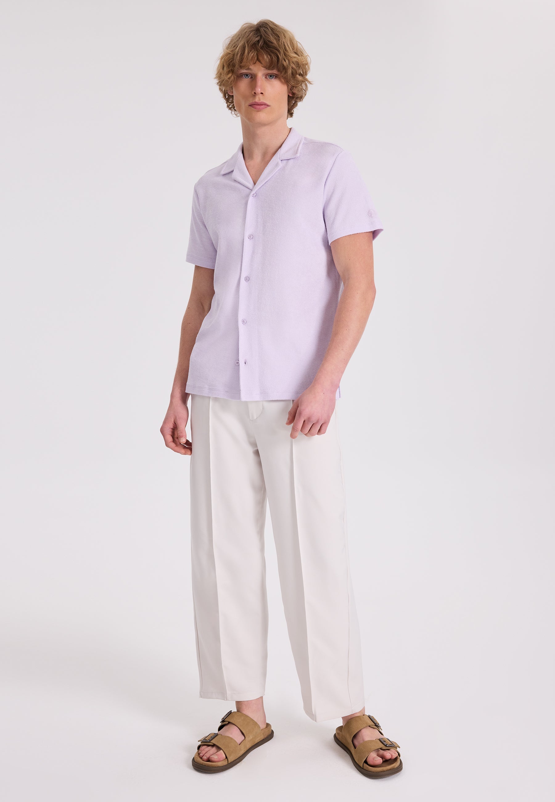 Lila Pamuklu Havlu Kumaş Regular Fit Kısa Kollu Erkek Gömlek BREEZE TOWELLING - Shirt - Westmark London EU(TR) Store Organik Pamuklu Sürdürülebilir Moda