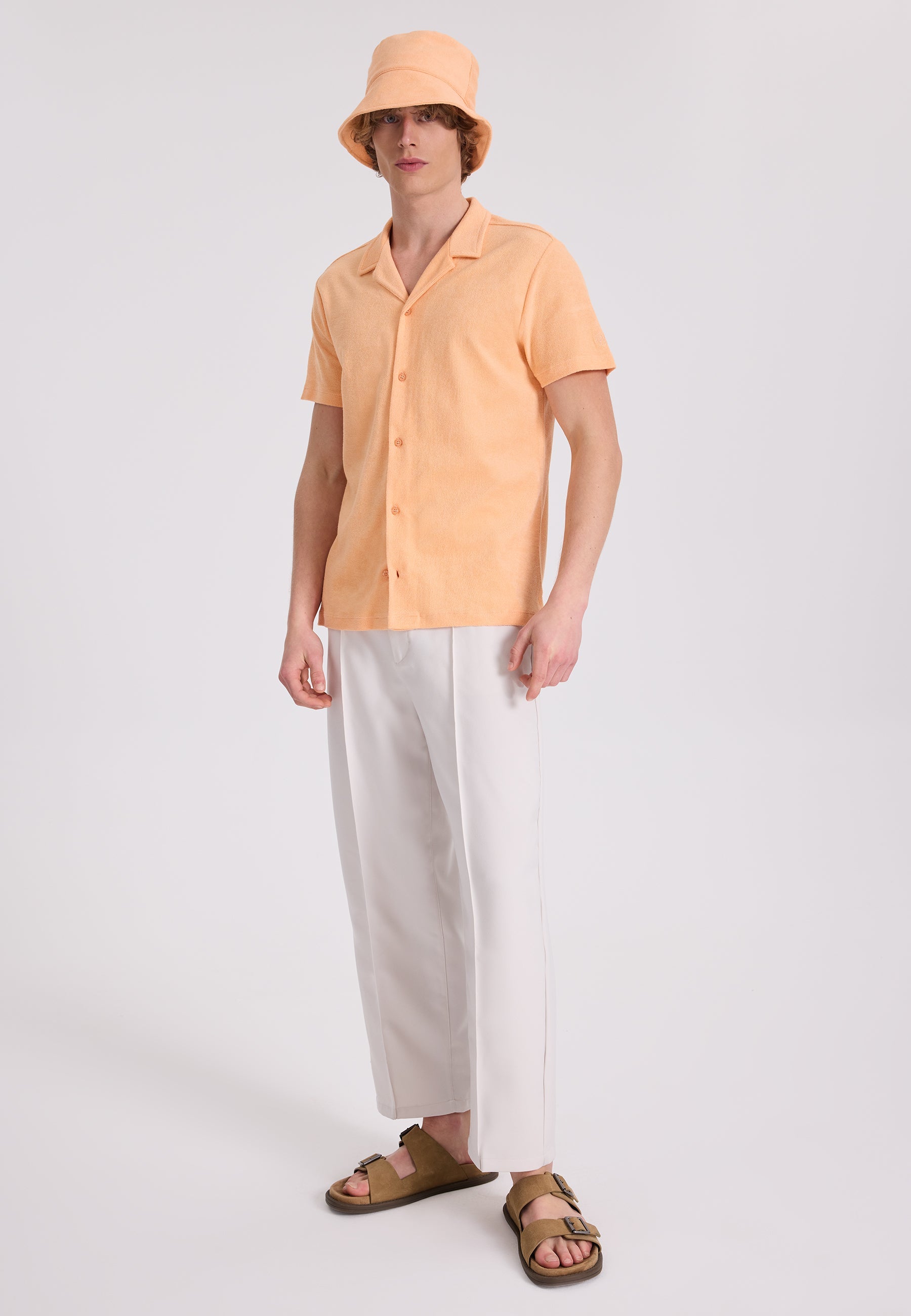 Turuncu Pamuklu Havlu Kumaş Regular Fit Kısa Kollu Erkek Gömlek BREEZE TOWELLING - Shirt - Westmark London EU(TR) Store Organik Pamuklu Sürdürülebilir Moda