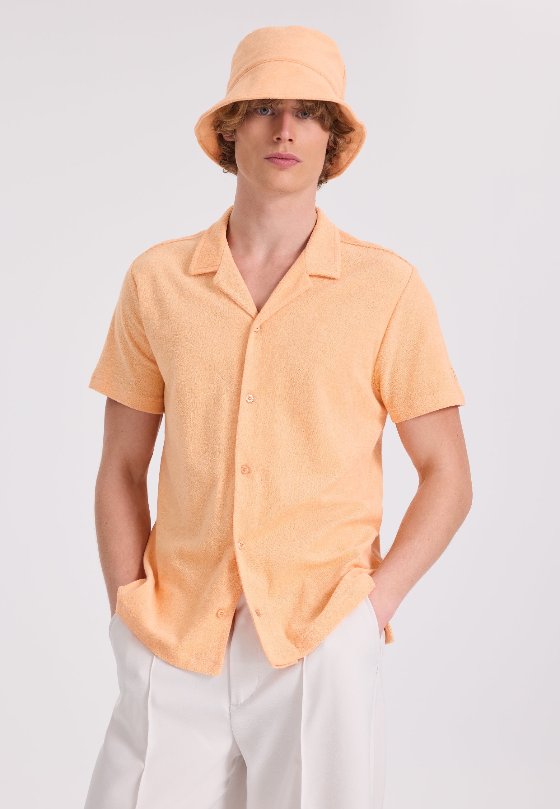 Turuncu Pamuklu Havlu Kumaş Regular Fit Kısa Kollu Erkek Gömlek BREEZE TOWELLING - Shirt - Westmark London EU(TR) Store Organik Pamuklu Sürdürülebilir Moda