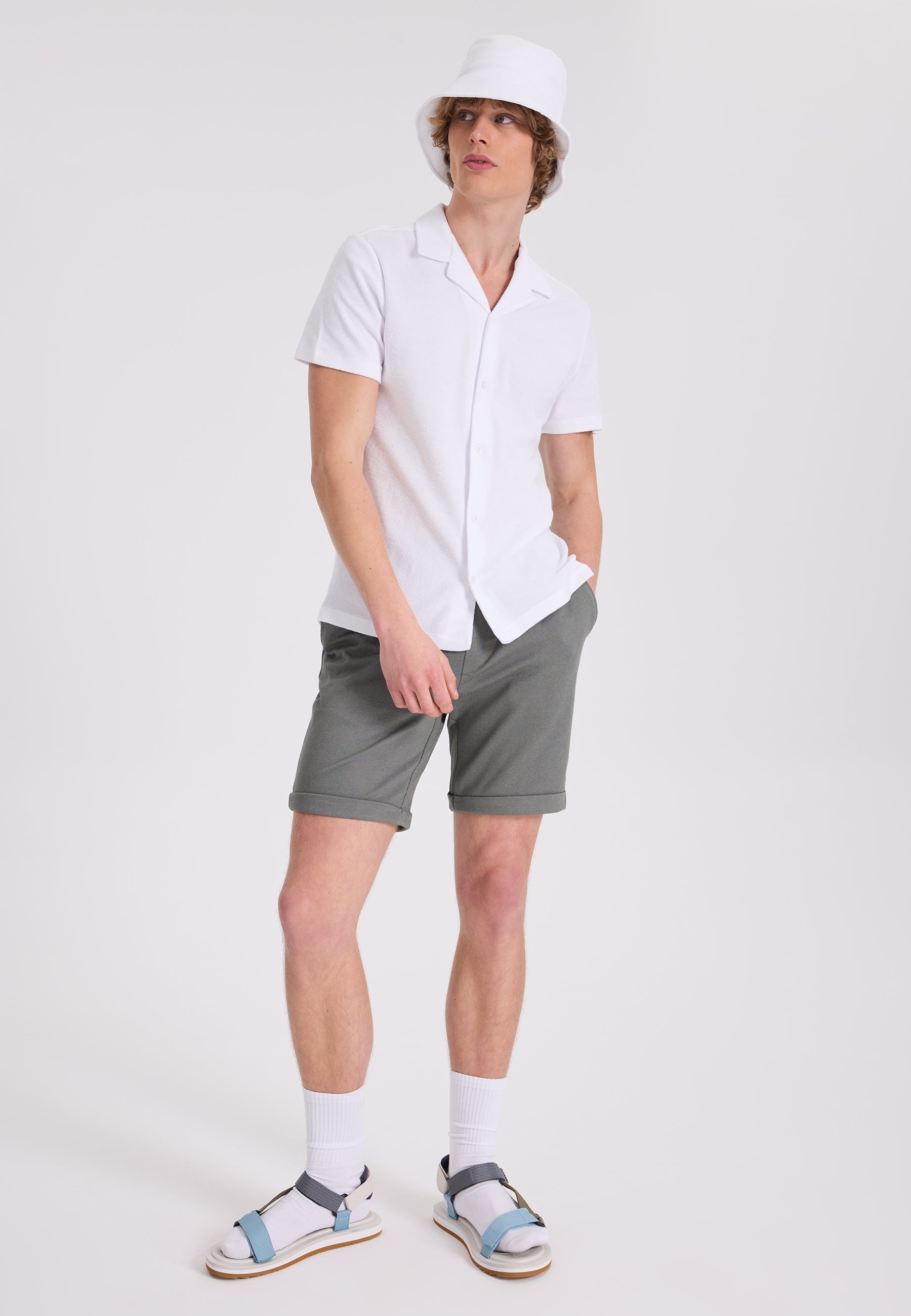 Beyaz Pamuklu Havlu Kumaş Regular Fit Kısa Kollu Erkek Gömlek BREEZE TOWELLING - Shirt - Westmark London EU(TR) Store Organik Pamuklu Sürdürülebilir Moda