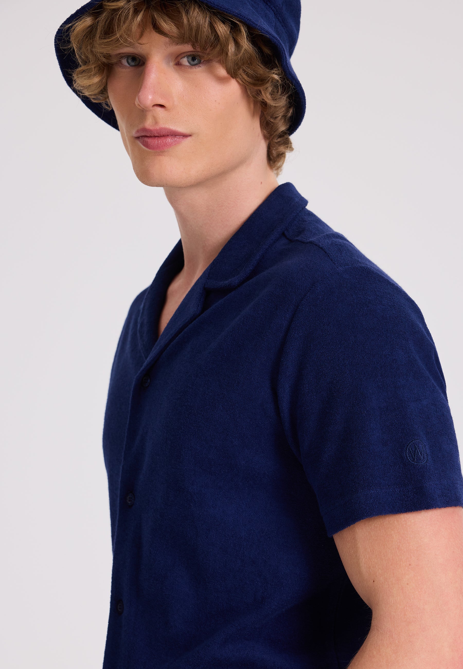 Lacivert Pamuklu Havlu Kumaş Regular Fit Kısa Kollu Erkek Gömlek BREEZE TOWELLING - Shirt - Westmark London EU(TR) Store Organik Pamuklu Sürdürülebilir Moda