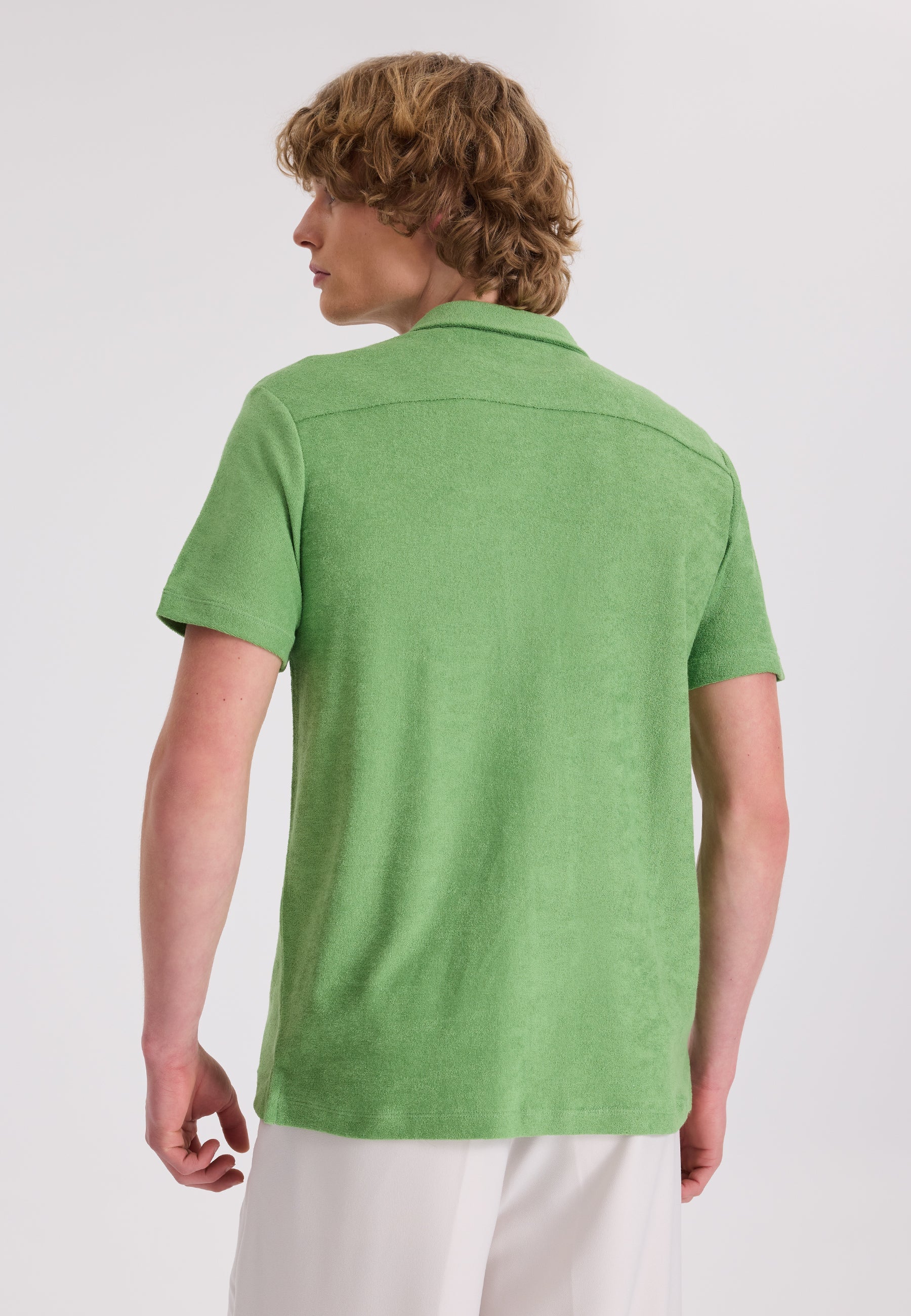 Yeşil Pamuklu Havlu Kumaş Regular Fit Kısa Kollu Erkek Gömlek BREEZE TOWELLING - Shirt - Westmark London EU(TR) Store Organik Pamuklu Sürdürülebilir Moda