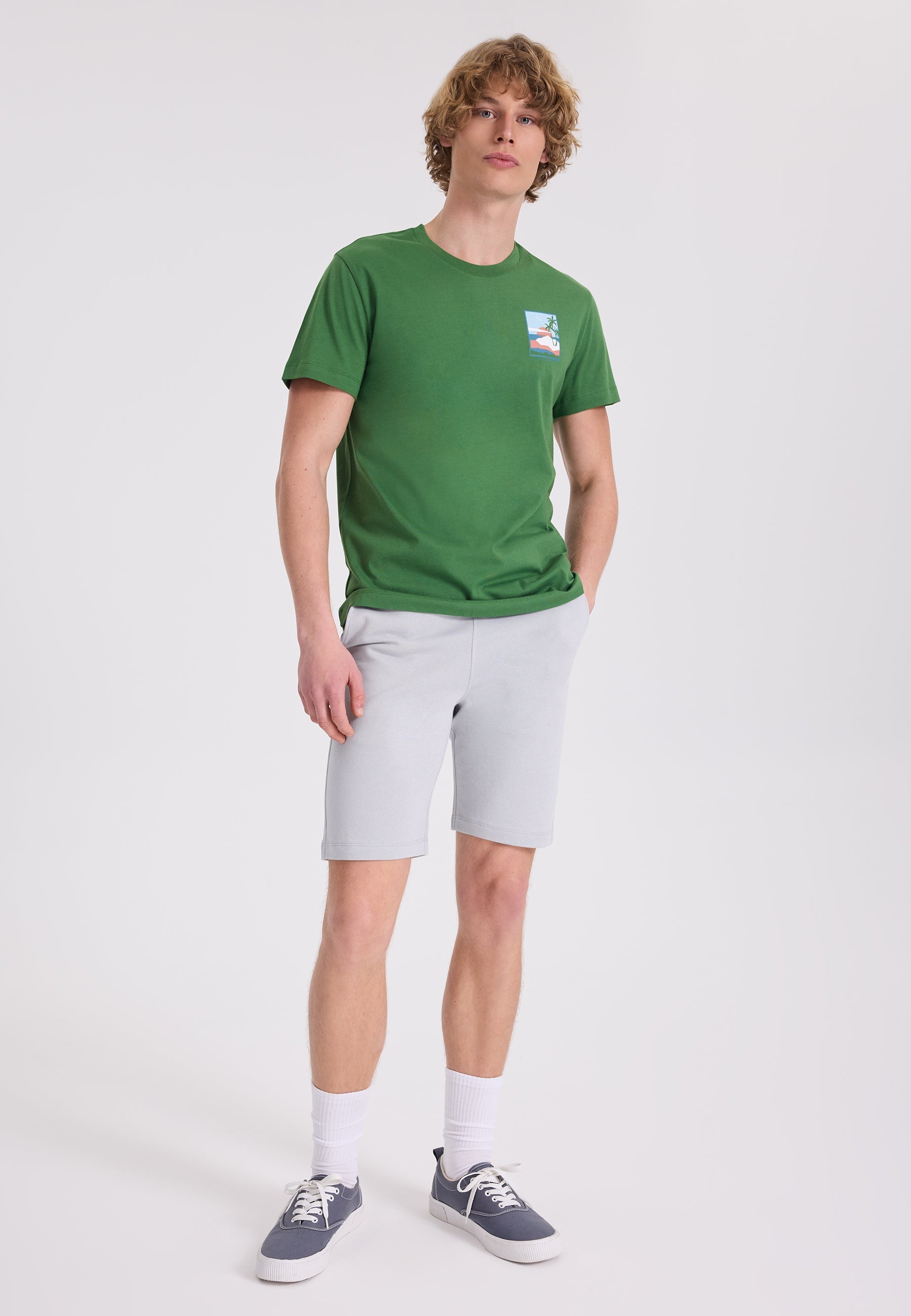 Yeşil Ön ve Arka Baskılı Bisiklet Yaka Pamuklu Regular Fit Erkek T-Shirt WMBACK SUNSET - T-Shirt - Westmark London EU(TR) Store Organik Pamuklu Sürdürülebilir Moda