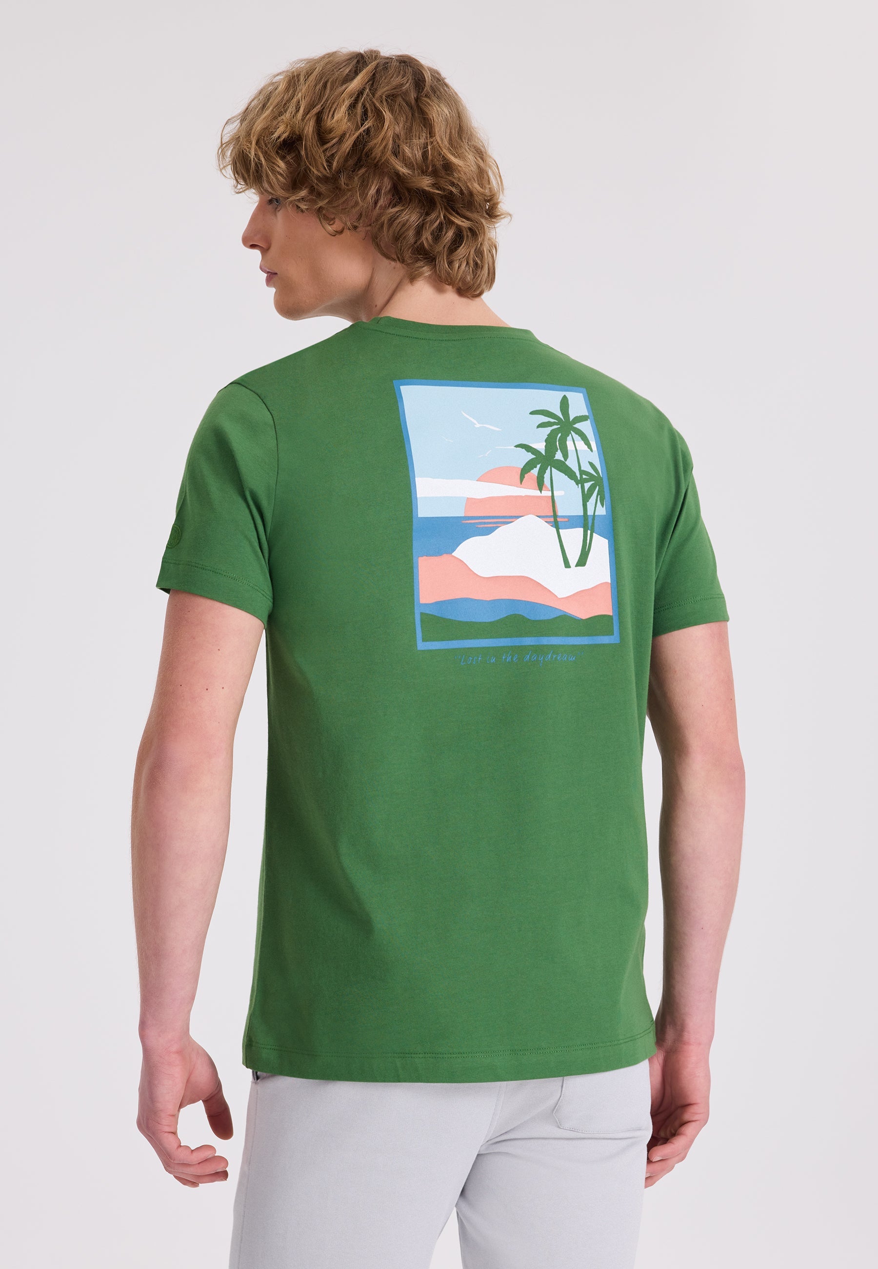 Yeşil Ön ve Arka Baskılı Bisiklet Yaka Pamuklu Regular Fit Erkek T-Shirt WMBACK SUNSET - T-Shirt - Westmark London EU(TR) Store Organik Pamuklu Sürdürülebilir Moda