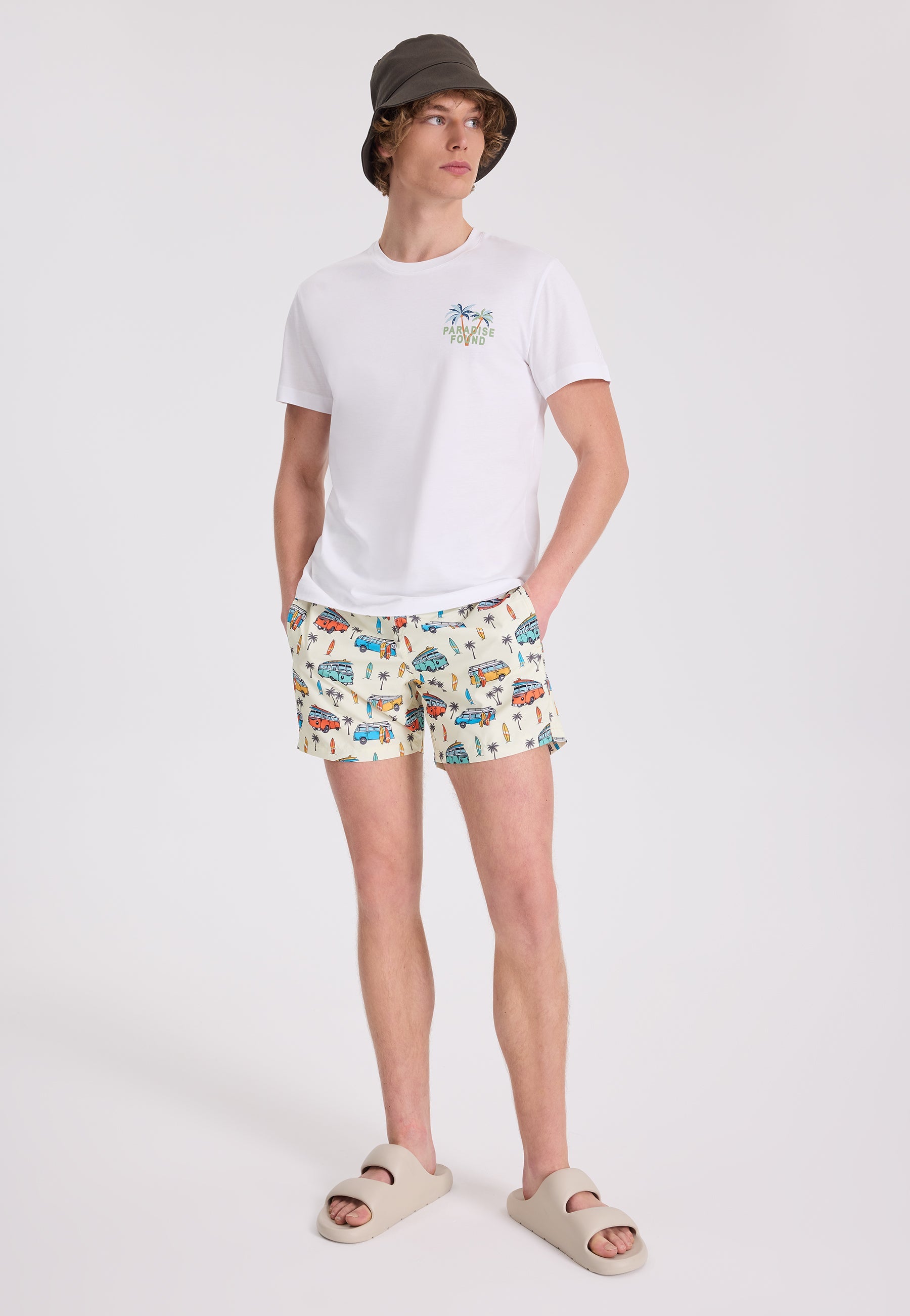 Beyaz Ön ve Arka Baskılı Bisiklet Yaka Pamuklu Regular Fit Erkek T-Shirt WMBACK PARADISE - T-Shirt - Westmark London EU(TR) Store Organik Pamuklu Sürdürülebilir Moda