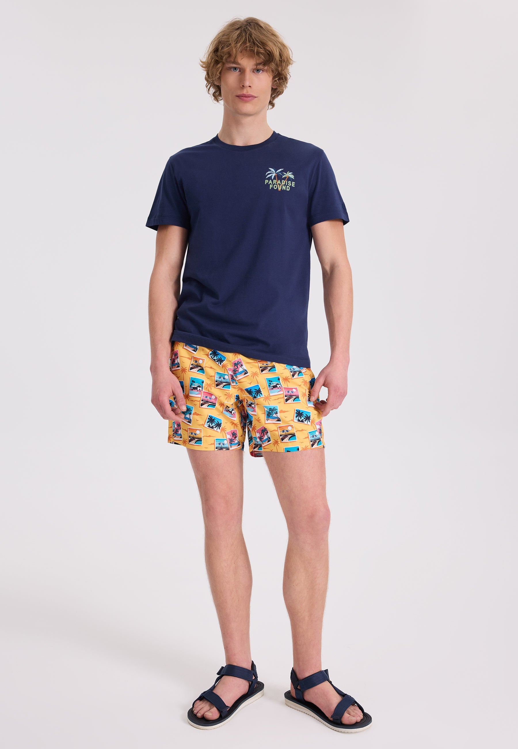 Lacivert Ön ve Arka Baskılı Bisiklet Yaka Pamuklu Regular Fit Erkek T-Shirt WMBACK PARADISE - T-Shirt - Westmark London EU(TR) Store Organik Pamuklu Sürdürülebilir Moda
