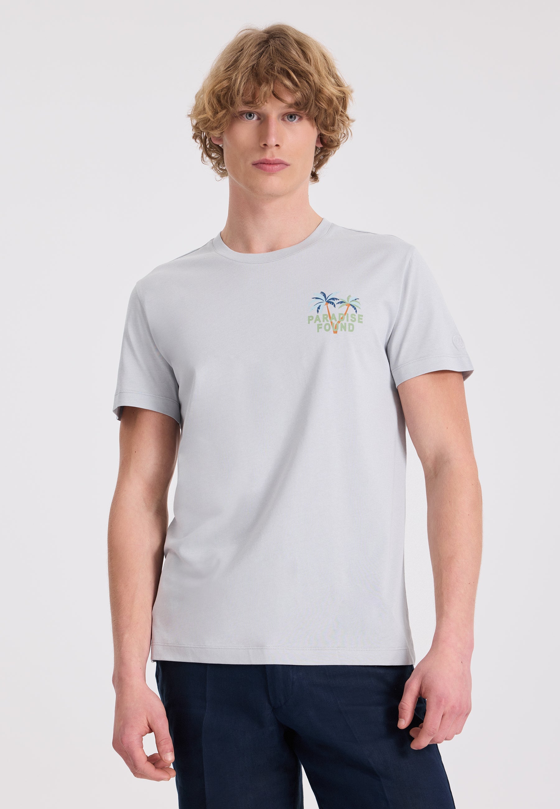 Lila Ön ve Arka Baskılı Bisiklet Yaka Pamuklu Regular Fit Erkek T-Shirt WMBACK PARADISE - T-Shirt - Westmark London EU(TR) Store Organik Pamuklu Sürdürülebilir Moda