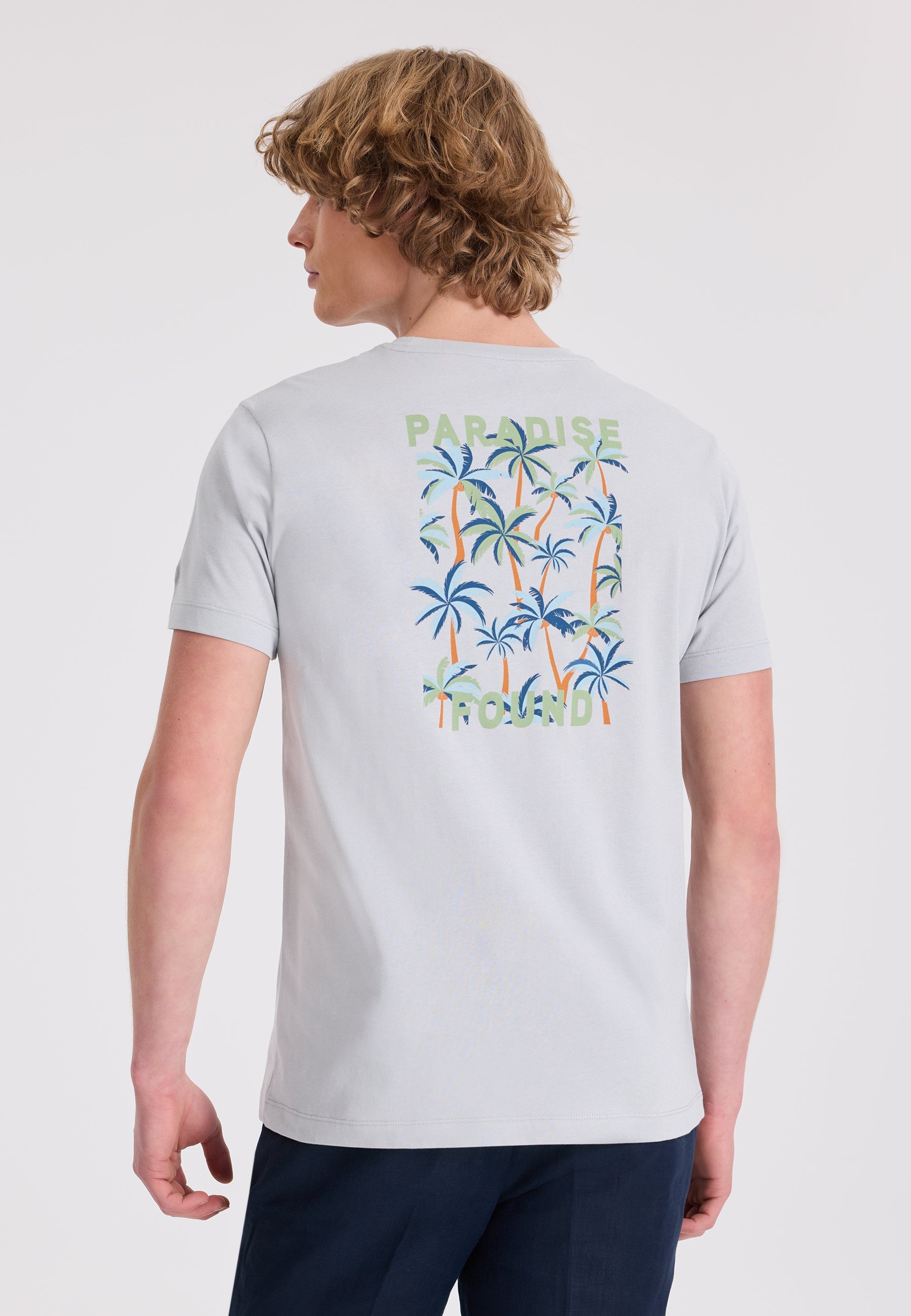 Lila Ön ve Arka Baskılı Bisiklet Yaka Pamuklu Regular Fit Erkek T-Shirt WMBACK PARADISE - T-Shirt - Westmark London EU(TR) Store Organik Pamuklu Sürdürülebilir Moda