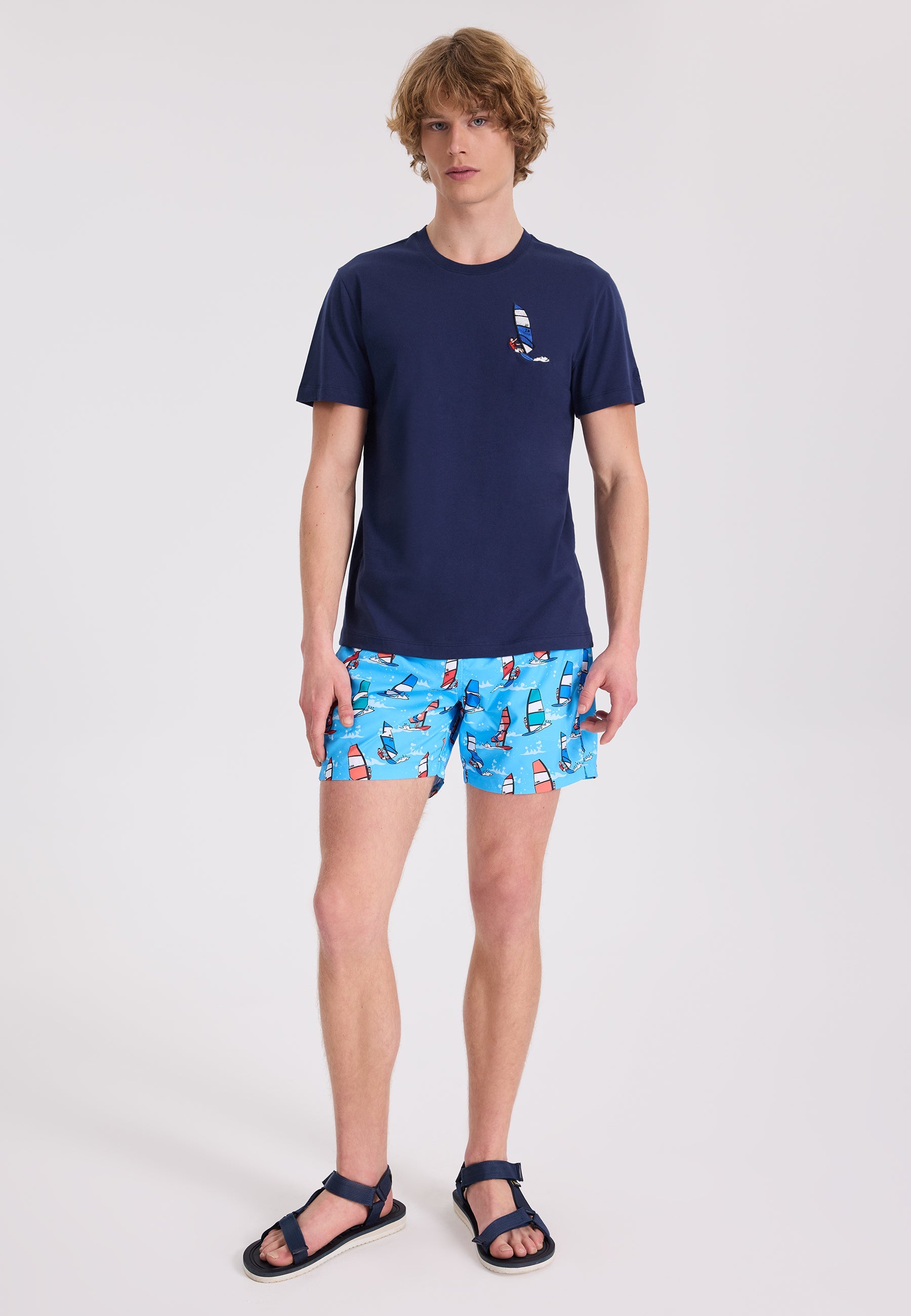 Lacivert Baskılı Bisiklet Yaka Pamuklu Regular Fit Erkek T-Shirt WMEMBROIDERY SURFER - T-Shirt - Westmark London EU(TR) Store Organik Pamuklu Sürdürülebilir Moda