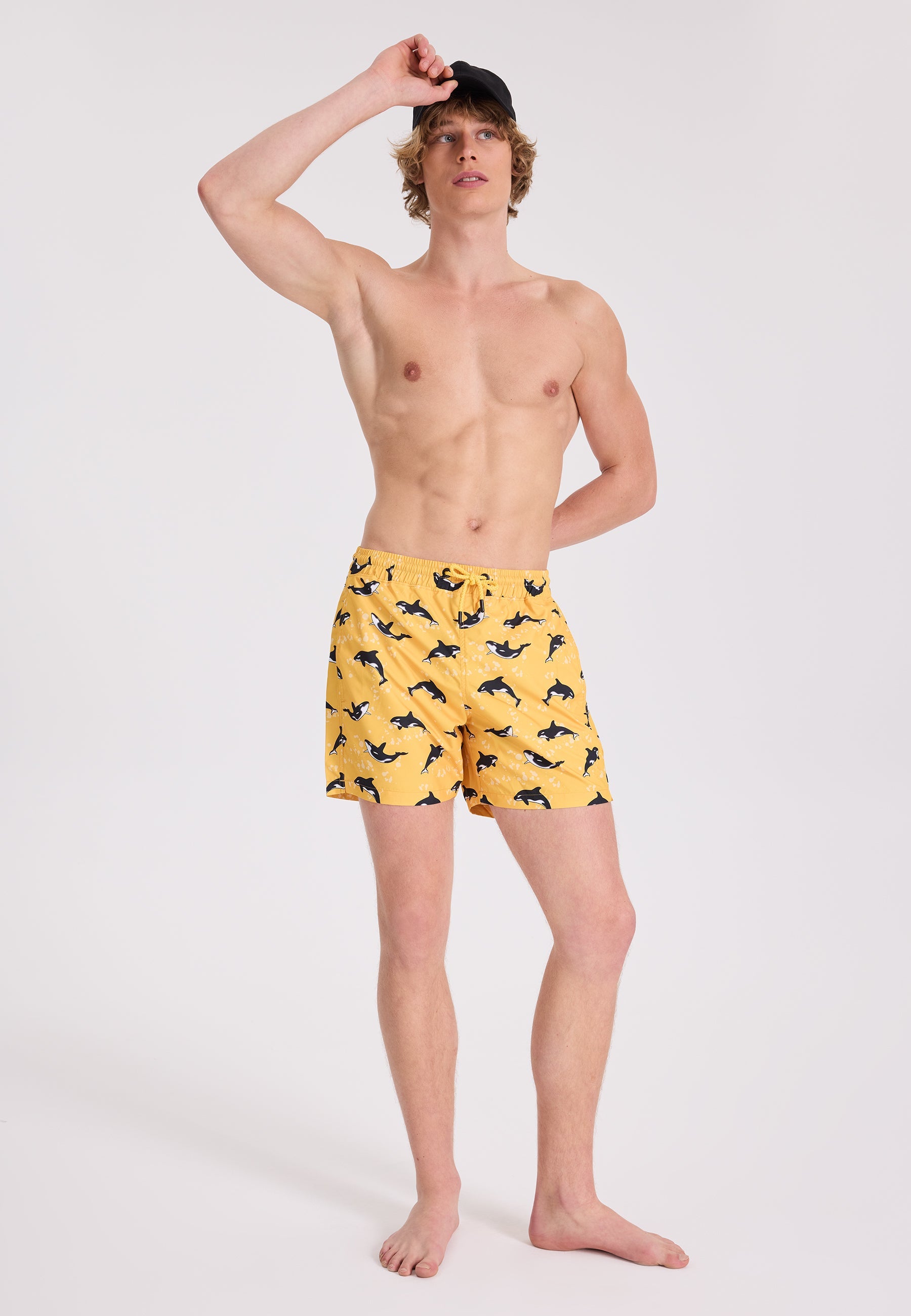 Sarı Balina Baskılı Regular Fit Erkek Deniz Şortu WMANIMAL - Swim Shorts - Westmark London EU(TR) Store Organik Pamuklu Sürdürülebilir Moda