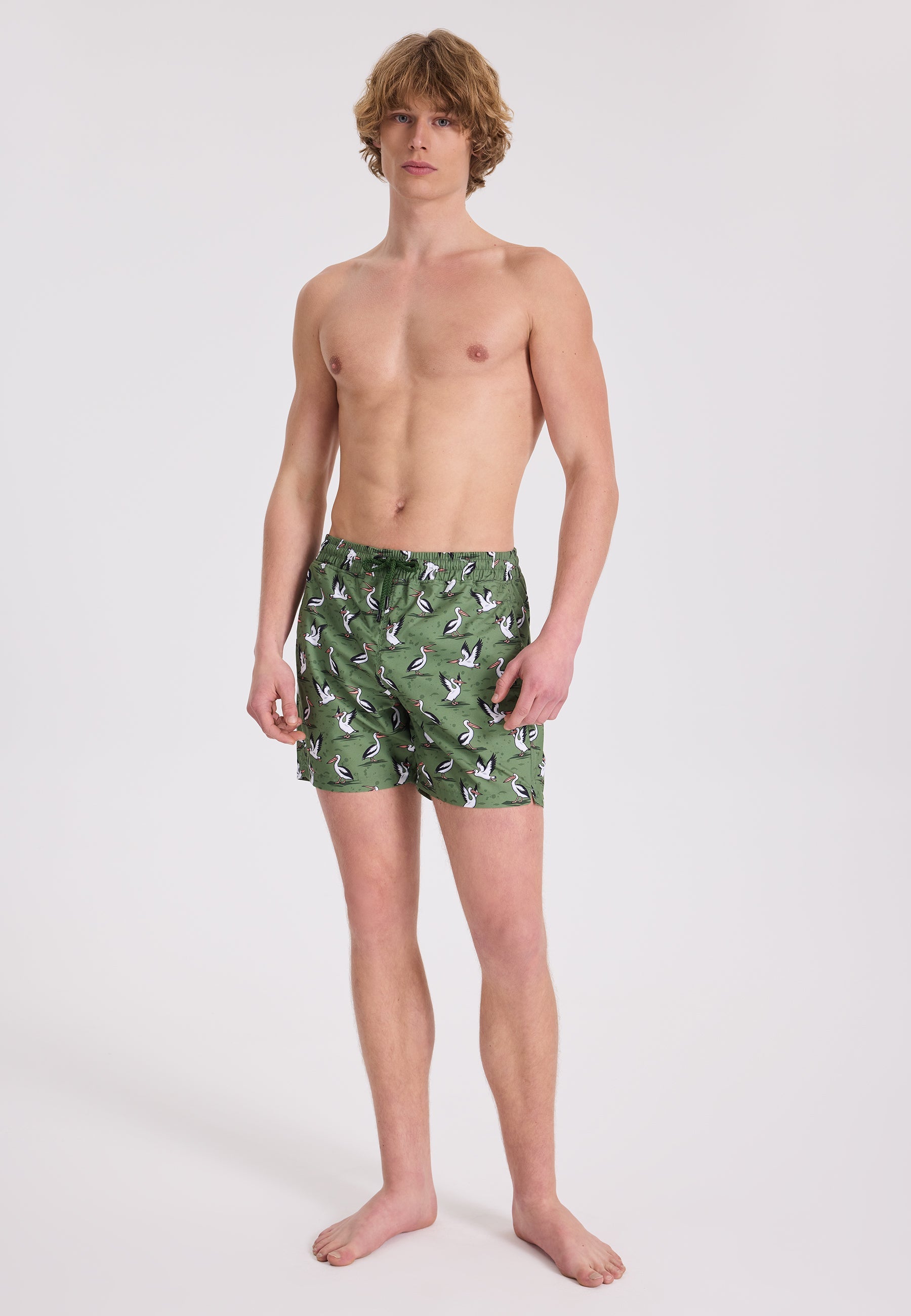 Yeşil Pelikan Baskılı Regular Fit Erkek Deniz Şortu WMANIMAL - Swim Shorts - Westmark London EU(TR) Store Organik Pamuklu Sürdürülebilir Moda
