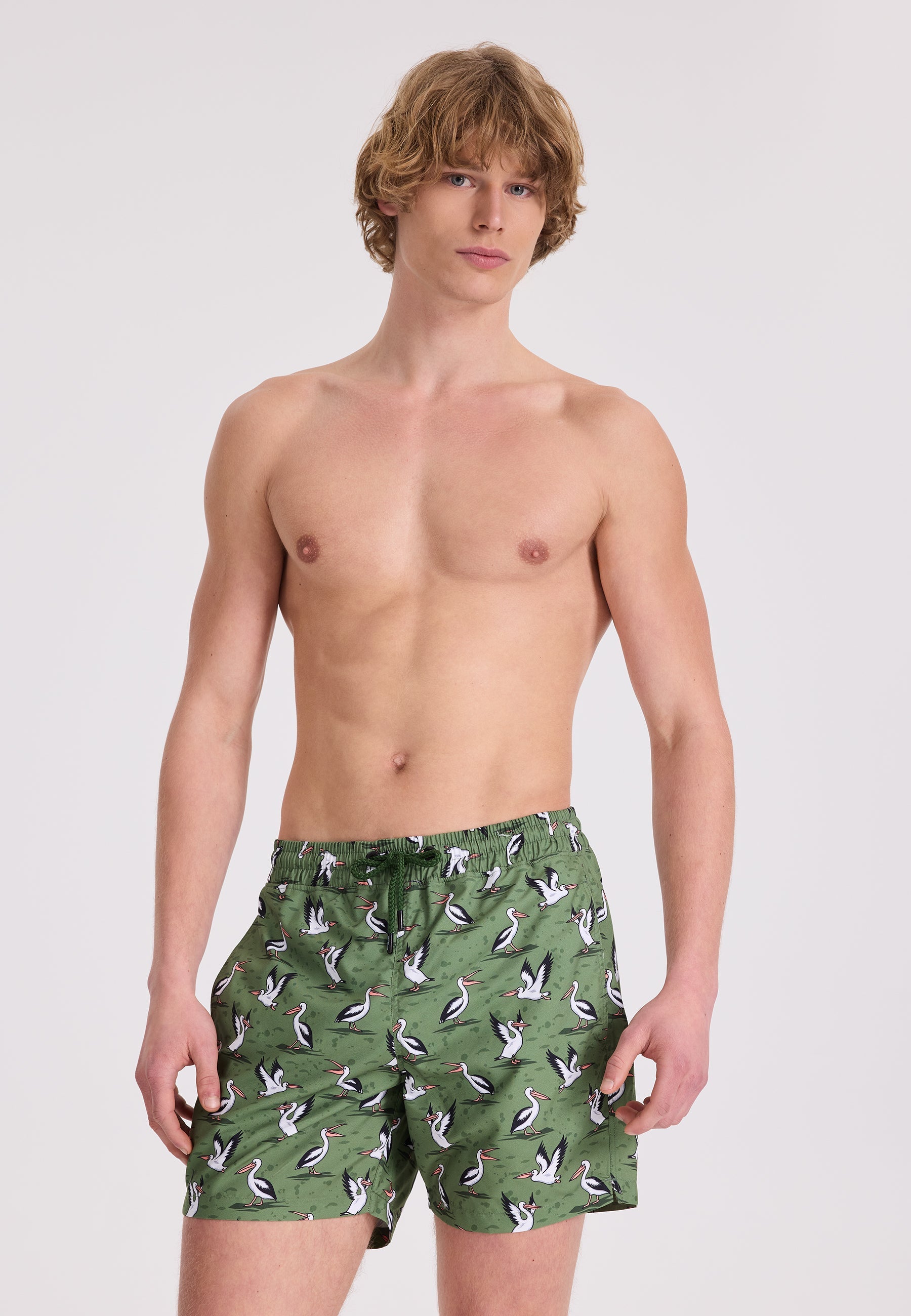 Yeşil Pelikan Baskılı Regular Fit Erkek Deniz Şortu WMANIMAL - Swim Shorts - Westmark London EU(TR) Store Organik Pamuklu Sürdürülebilir Moda