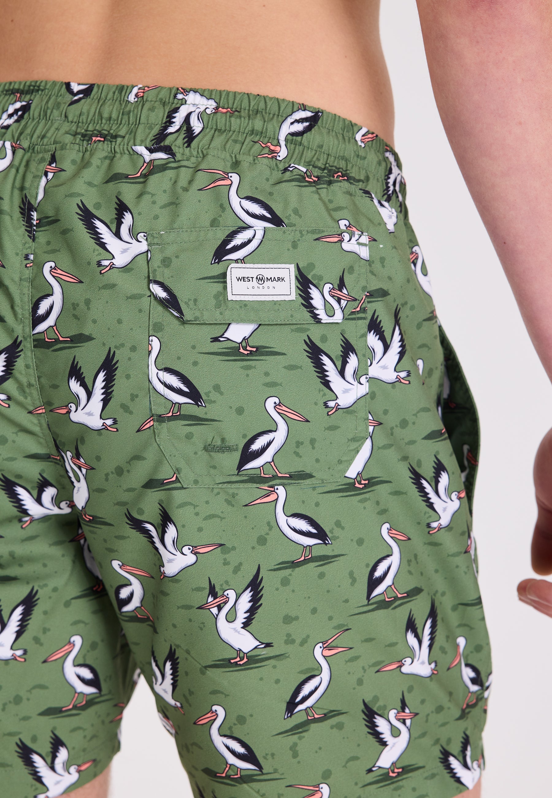 Yeşil Pelikan Baskılı Regular Fit Erkek Deniz Şortu WMANIMAL - Swim Shorts - Westmark London EU(TR) Store Organik Pamuklu Sürdürülebilir Moda