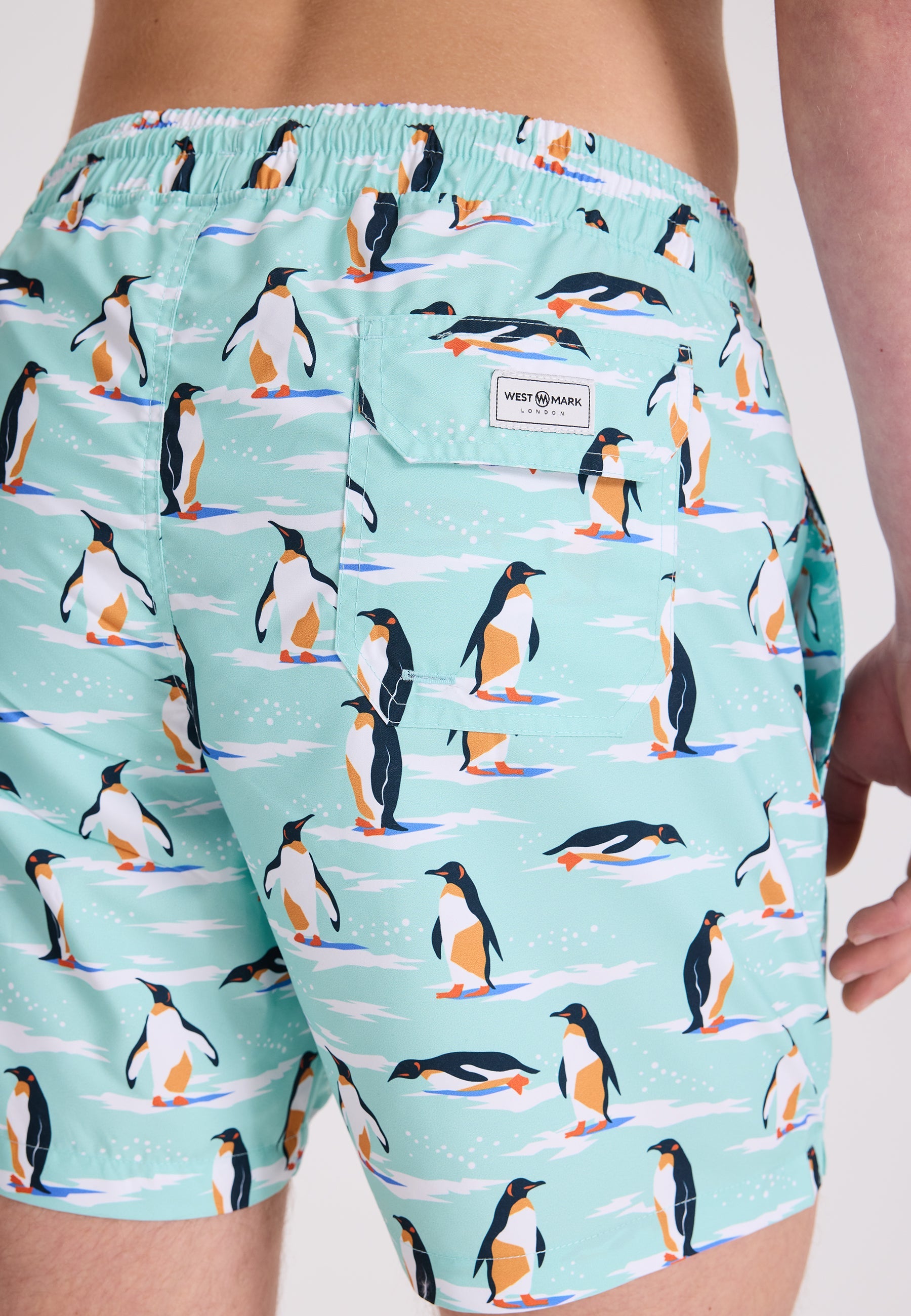 Mint Penguen Baskılı Regular Fit Erkek Çocuk Deniz Şortu WMKIDS - Swim Shorts - Westmark London EU(TR) Store Organik Pamuklu Sürdürülebilir Moda
