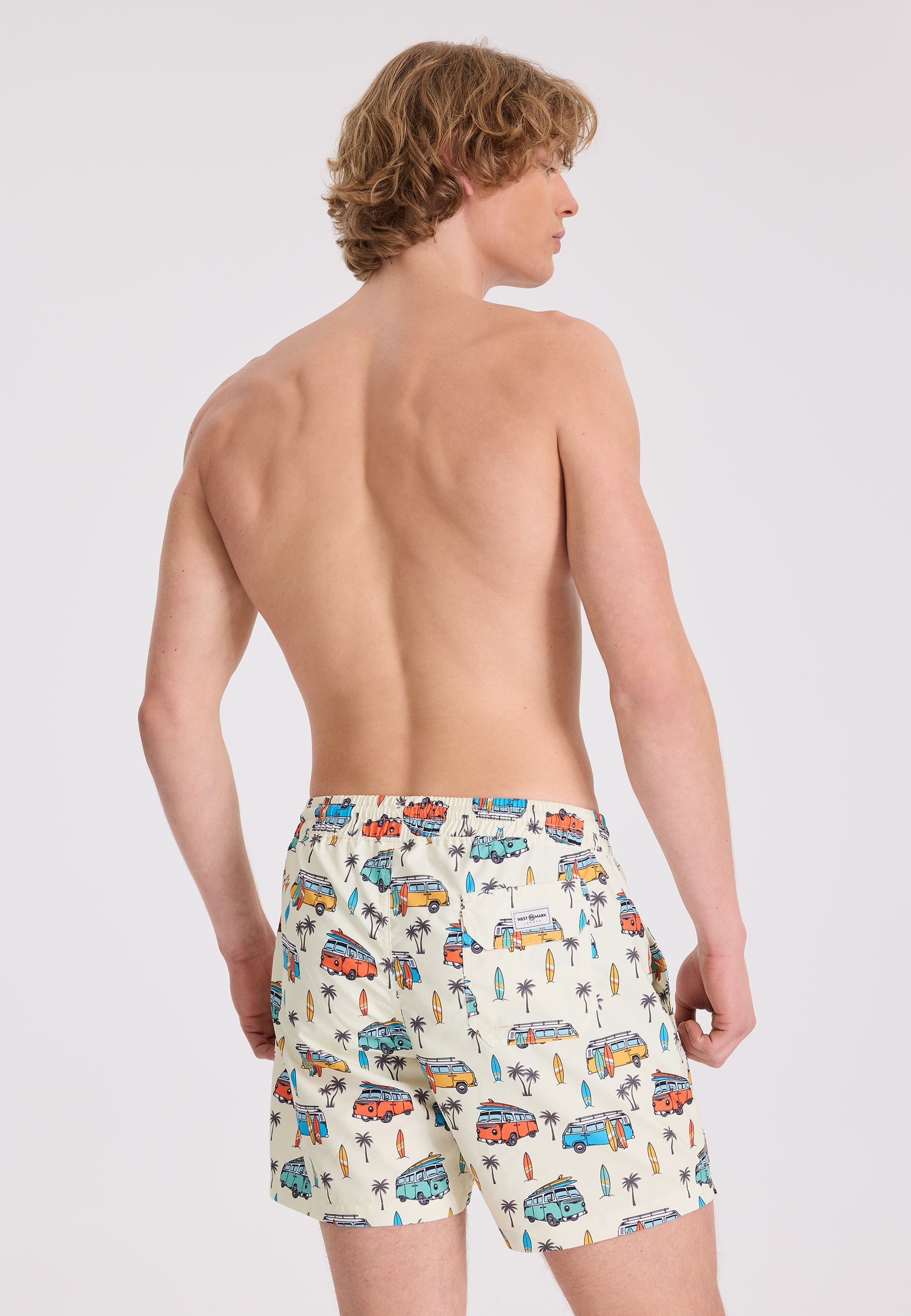 Beyaz Minivan Baskılı Regular Fit Erkek Deniz Şortu WMICON - Swim Shorts - Westmark London EU(TR) Store Organik Pamuklu Sürdürülebilir Moda