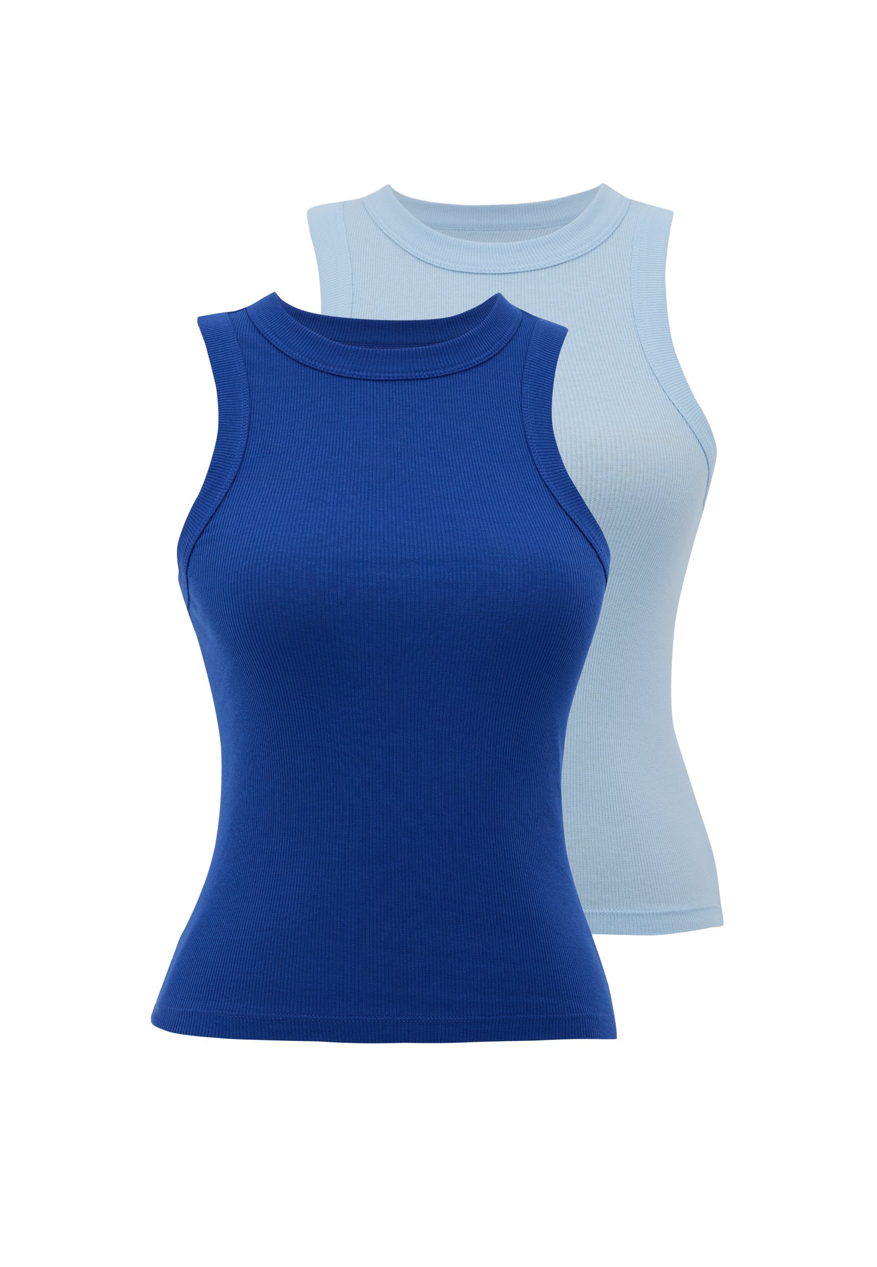 2’li Mavi Bisiklet Yaka Pamuk Elastan Karışımı Kadın Kolsuz T-Shirt WMCLARA RIB TANK TOP - Underwear - Westmark London EU(TR) Store Organik Pamuklu Sürdürülebilir Moda