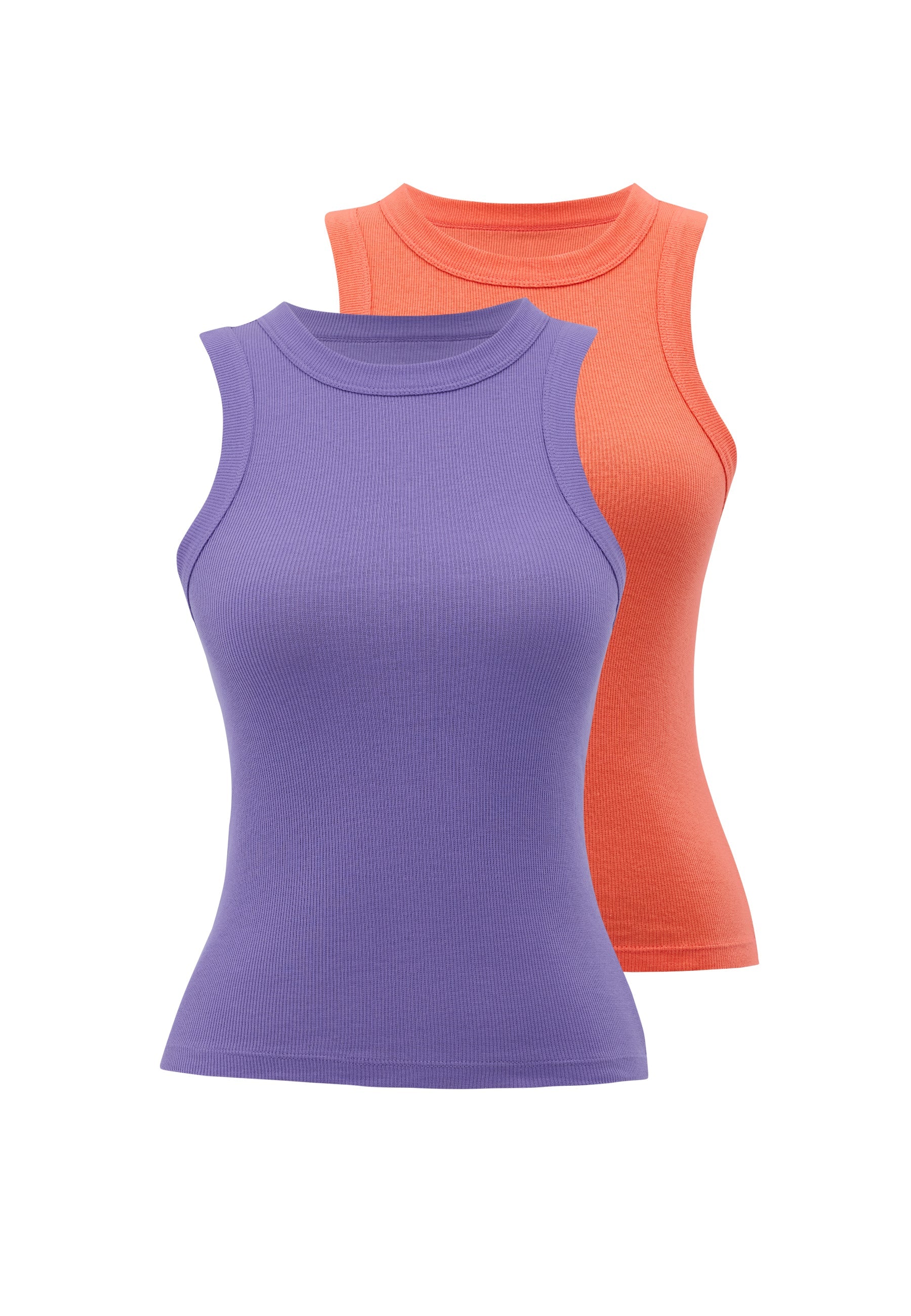 2’li Lila, Mercan Bisiklet Yaka Pamuk Elastan Karışımı Kadın Kolsuz T-Shirt WMCLARA RIB TANK TOP - Underwear - Westmark London EU(TR) Store Organik Pamuklu Sürdürülebilir Moda